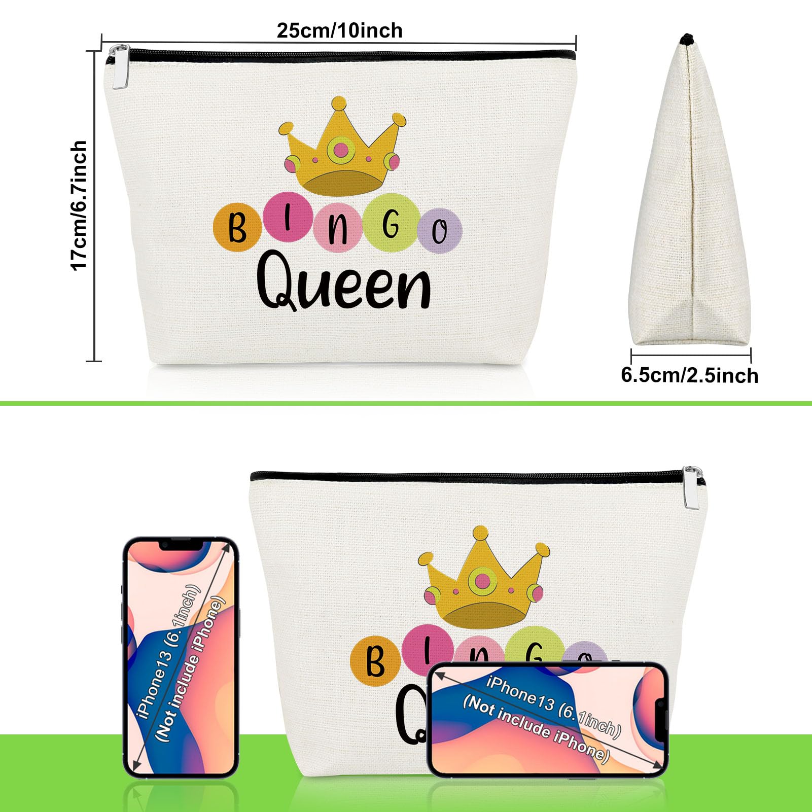 Bingo Makeup Bag for Women - Perfect Gift for Bingo Lovers, Casino Enthusiasts & Best Friends - Cosmetic Pouch for Travel, Birthday, Christmas & Graduation Presents - Ideal for Game Nights, Casino Parties & Daily Makeup Storage