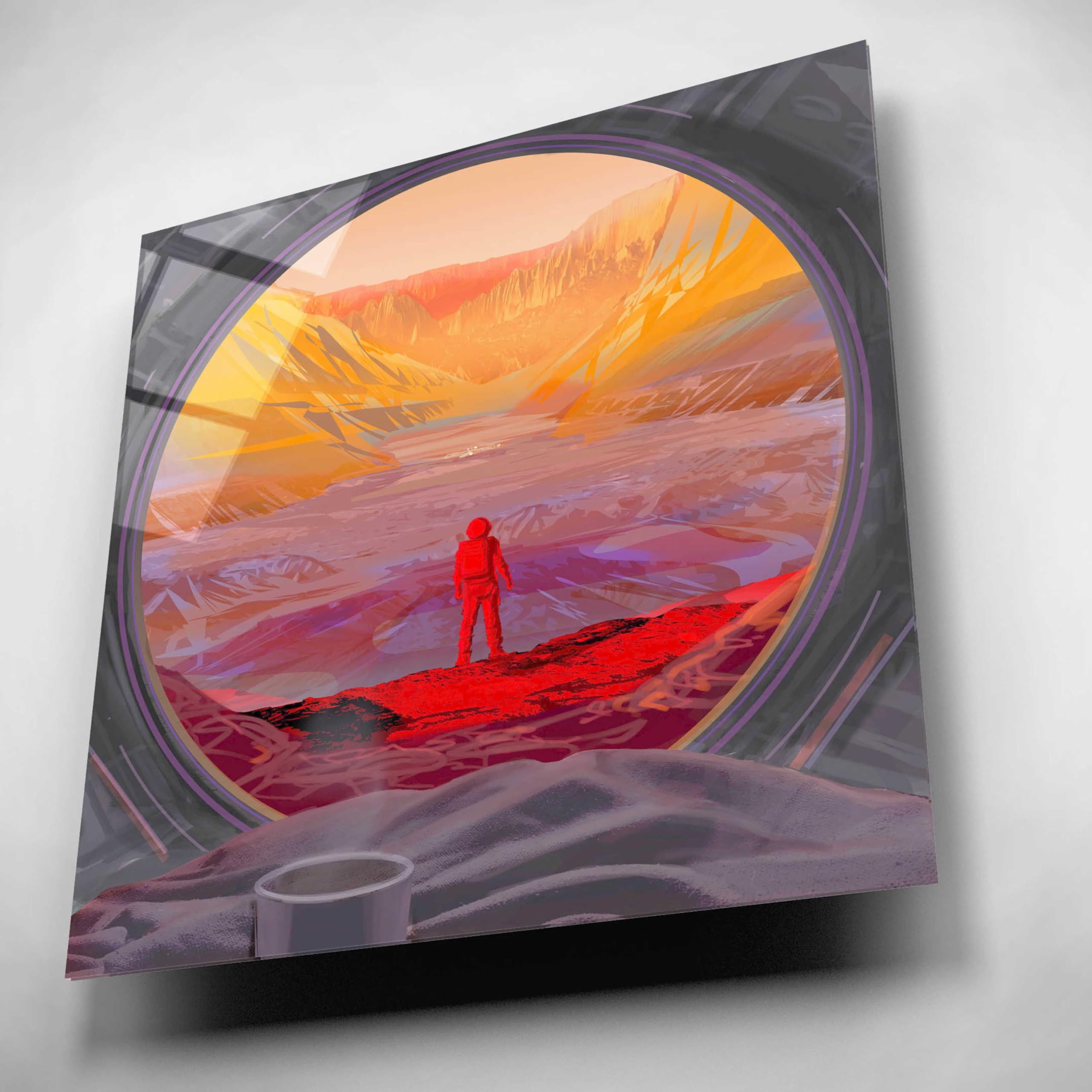 Epic 'On Mars' Acrylic Glass Wall Art - 12x12 Inch Modern Space Themed Home Decor - Perfect for Living Room, Bedroom or Office Decoration