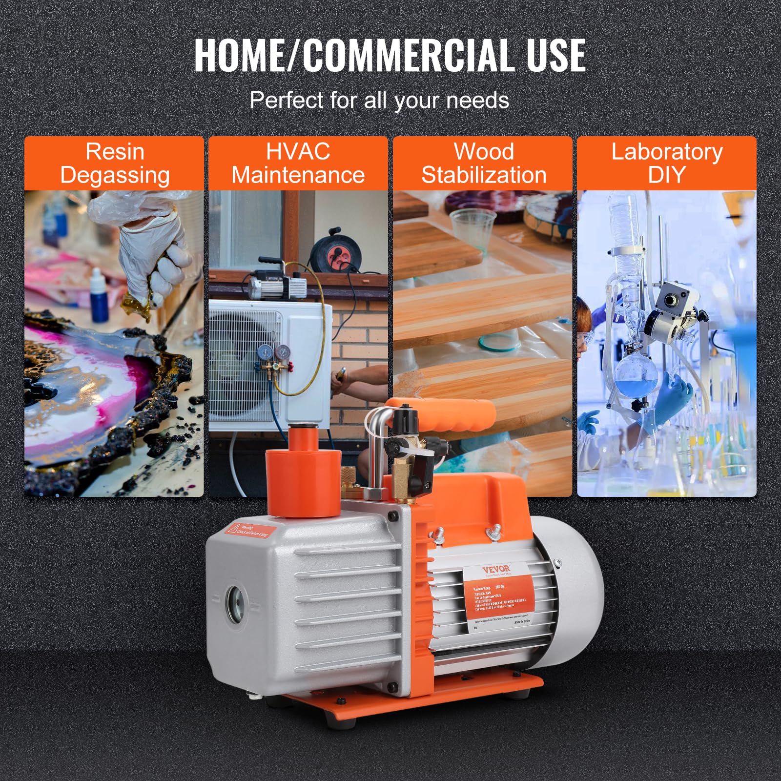 VEVOR 2 Stage 5 CFM Rotary Vane Vacuum Pump 120V - HVAC Refrigerant Recovery Pump for AC Repair, Refrigeration Maintenance, Resin Degassing & Auto Air Conditioning Service - Perfect for HVAC Technicians & DIY Home Repair