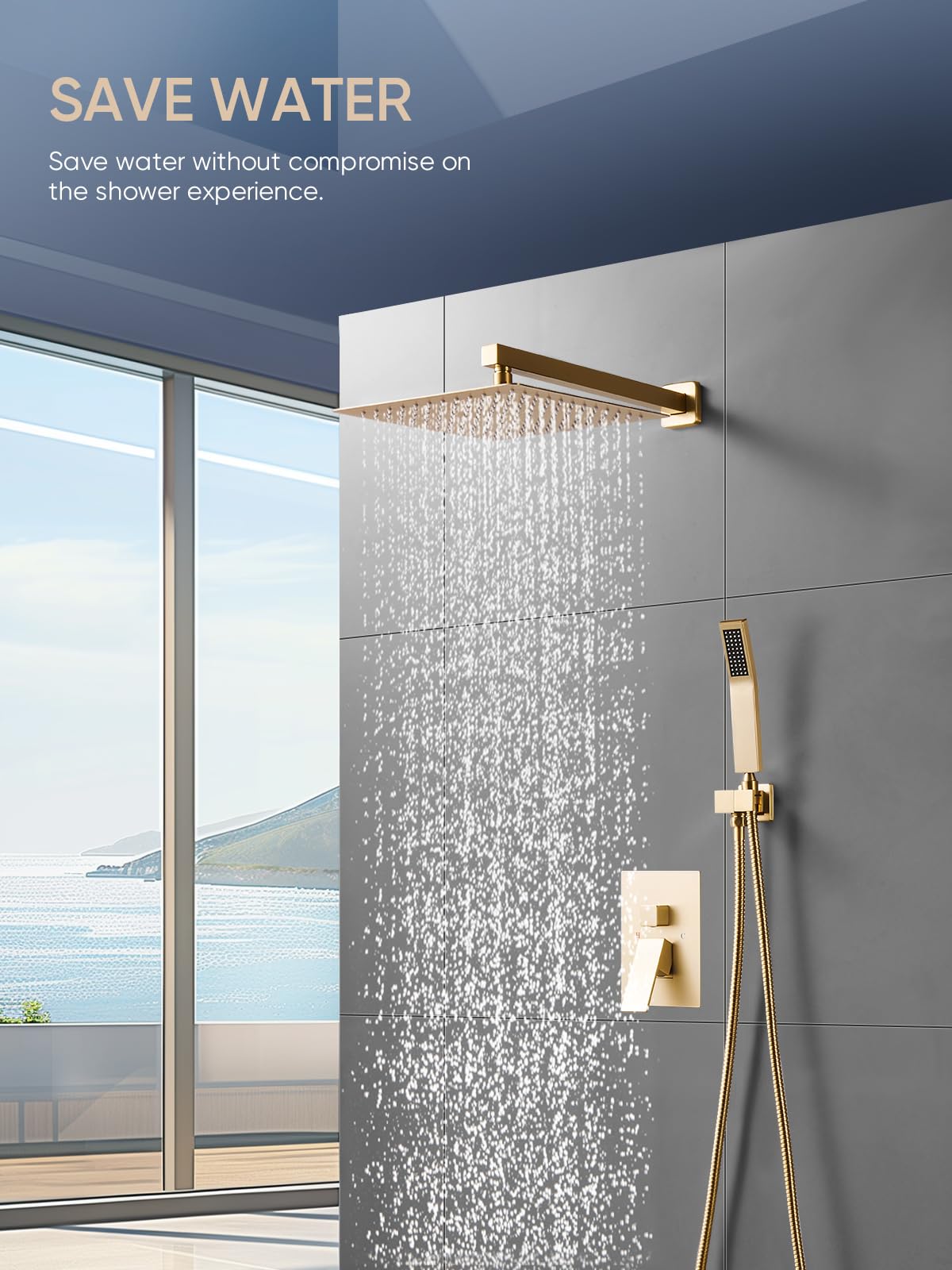 Cobbe 12-inch Rainfall Shower System with Handheld Spray - Complete Bathroom Shower Faucet Set Including Rough-in Valve Body & Trim - Perfect for Modern Home Renovation and Spa-Like Shower Experience