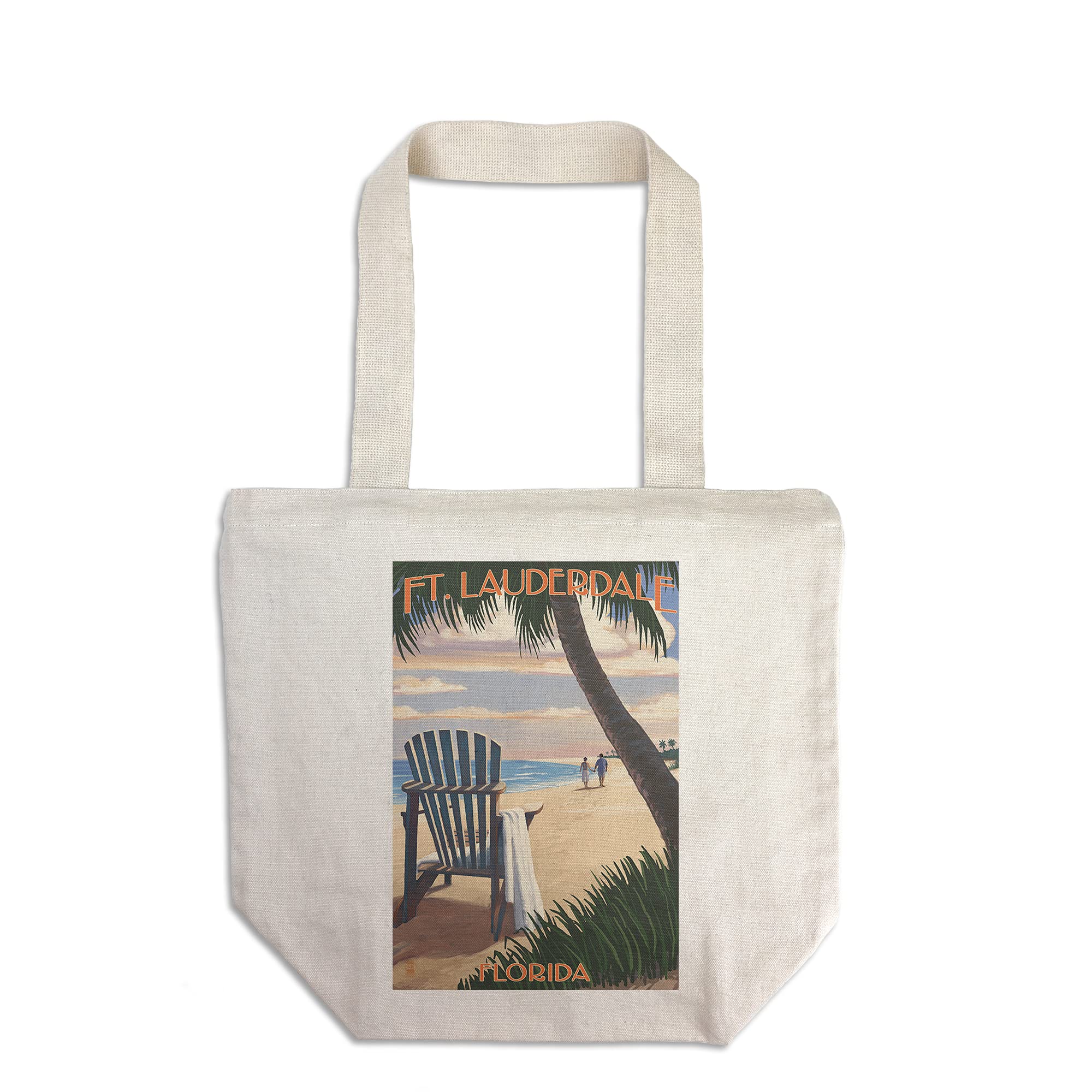 Florida Beach Adirondack Chair Design 100% Cotton Canvas Reusable Tote Bag - Perfect for Beach Trips, Grocery Shopping & Eco-Friendly Lifestyle