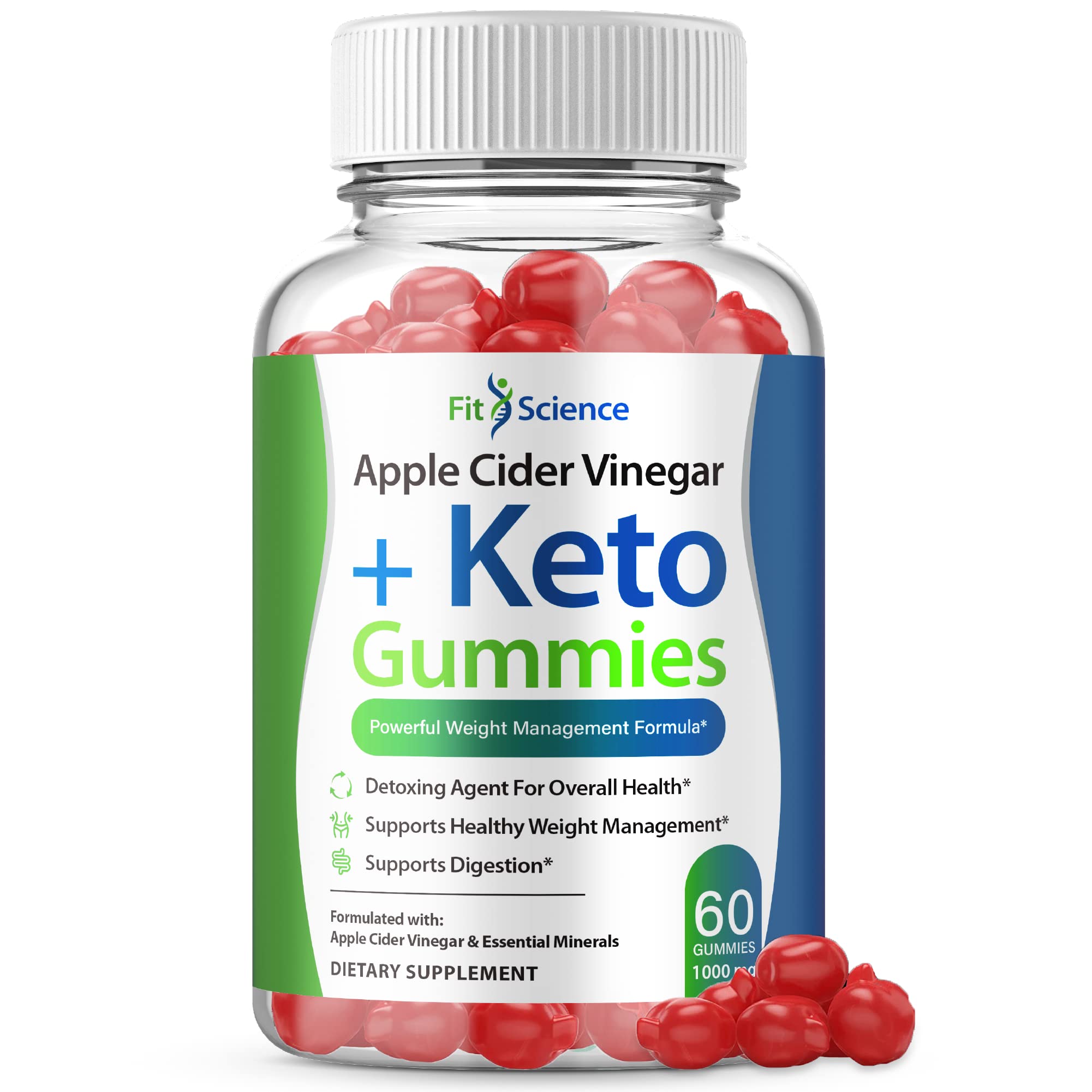 Fit Science Apple Cider Vinegar Keto Gummies with Vitamins - 60 Count ACV Keto Supplement for Weight Loss & Energy Boost - Perfect for Ketogenic Diet & Healthy Lifestyle