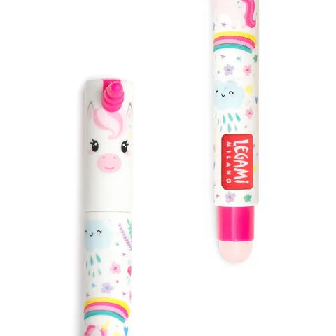 Legami Erasable Pens - Unicorn Pink Ink Gel Pens for School, Office & Note Taking - Smooth Writing & Friction Erasable - Perfect for Students, Teachers & Professionals