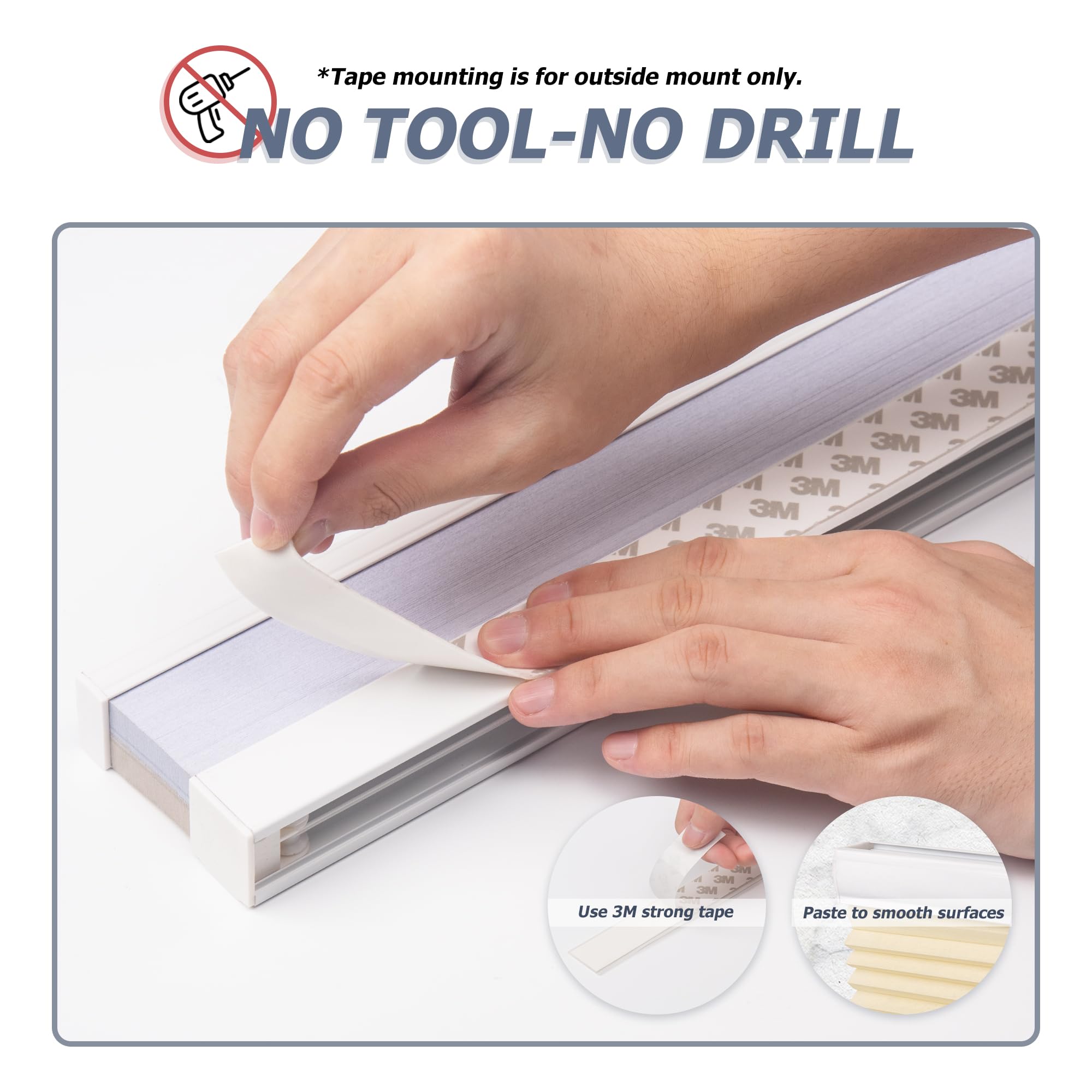 No Drill Cordless Cellular Shades - Blackout Honeycomb Window Blinds 52