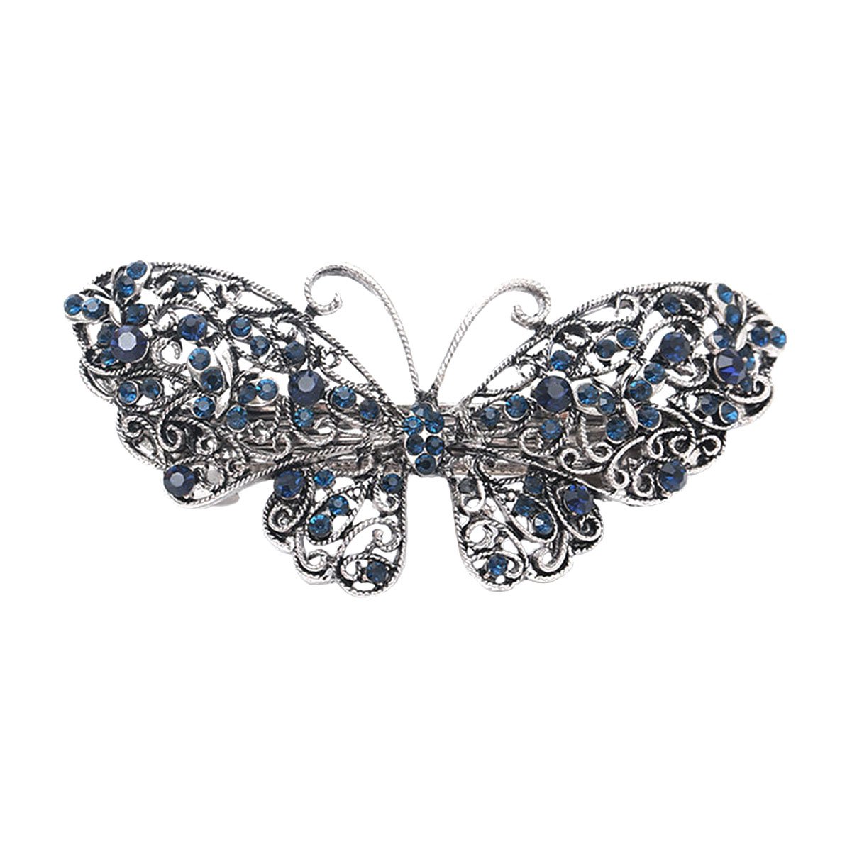 Vintage Rhinestone Butterfly Hair Clip - Retro Metal Alloy Barrette for Women, Perfect for Spring & Party Hairstyles