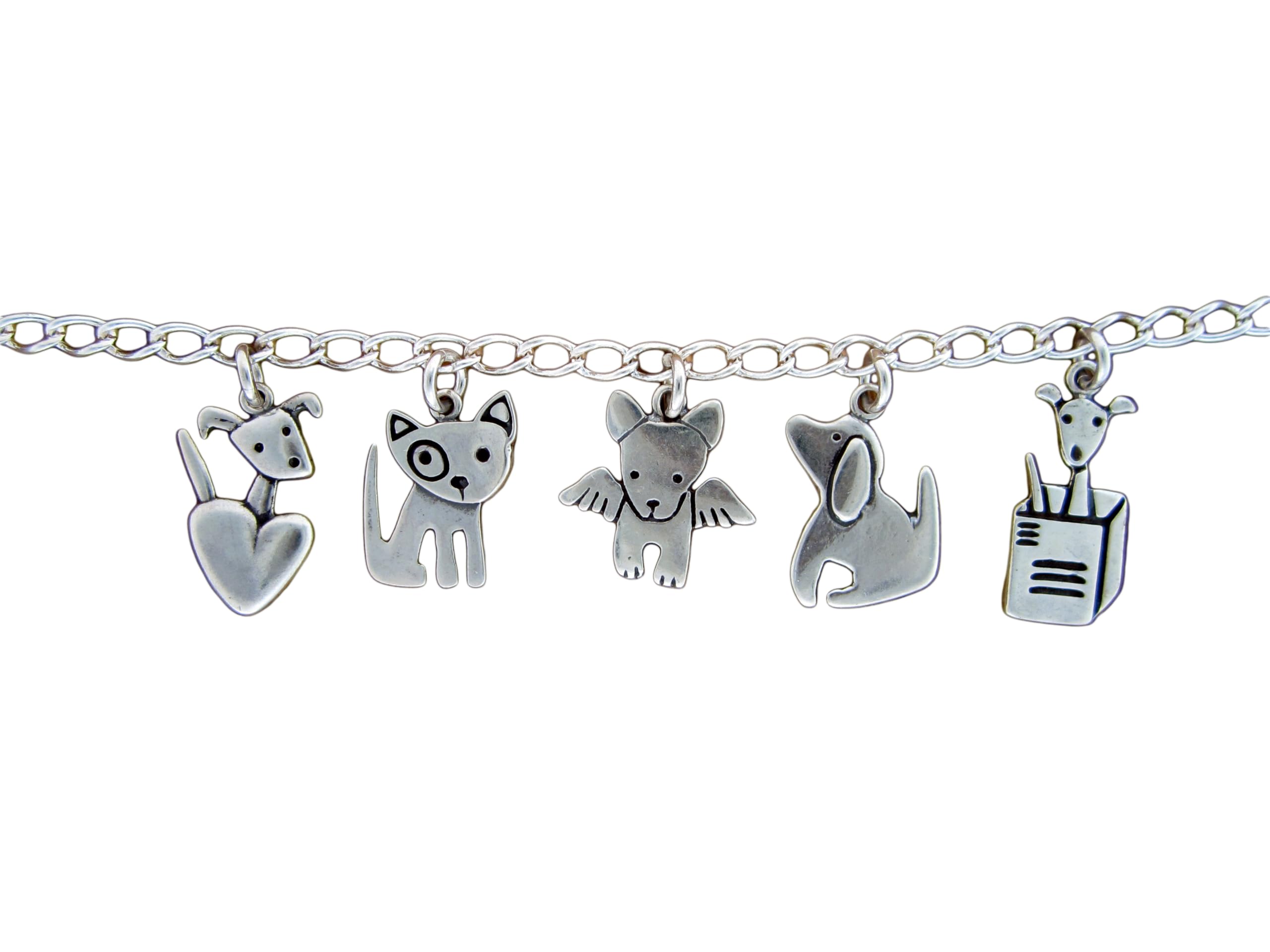 Sterling Silver Dog Charm for Bracelet - Angel Dog Pendant for Jewelry Making, DIY, Gifts | Perfect for Pet Lovers, Memorial Keepsakes, and Fashion Accessories