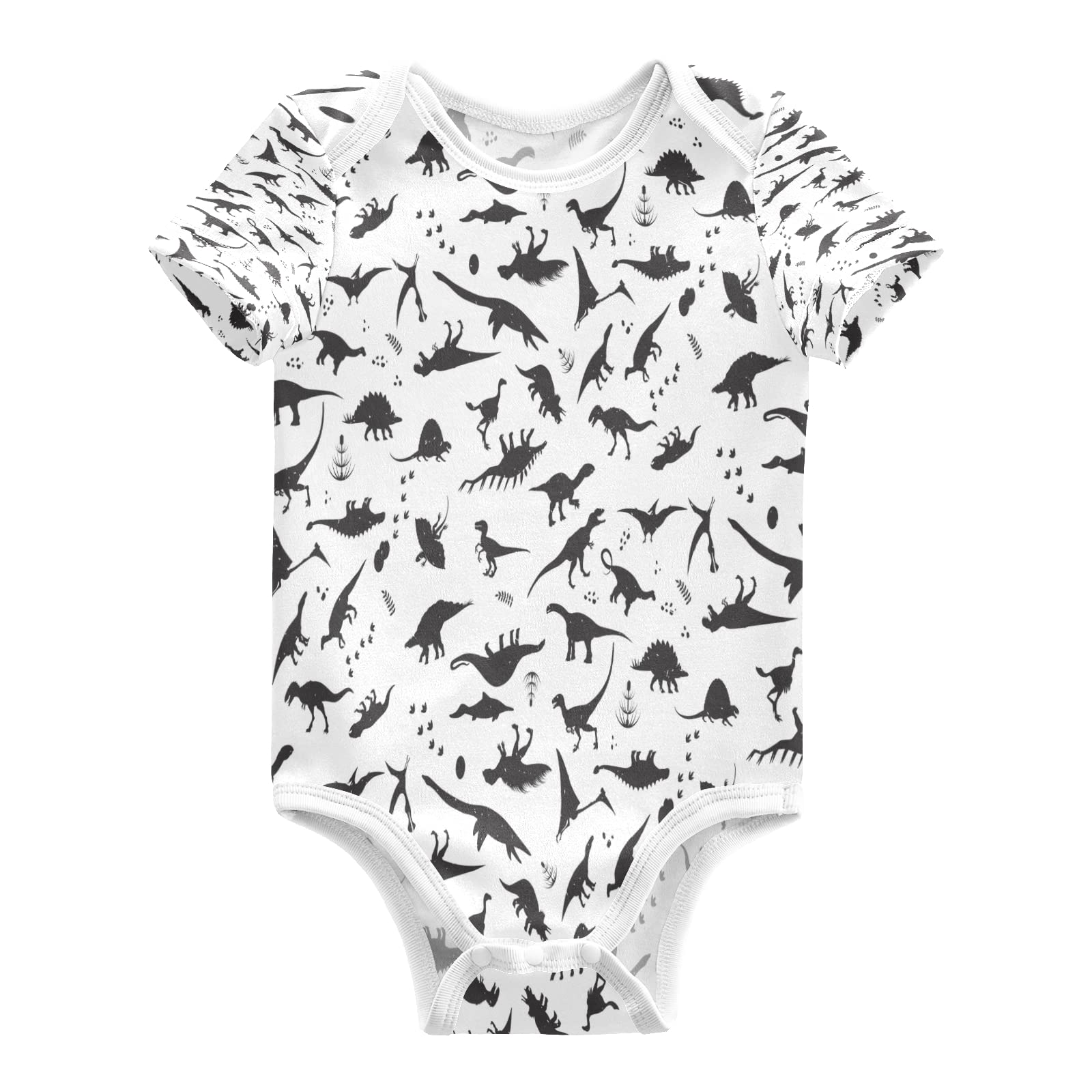 Dinosaur Footprint Baby Bodysuit - Unisex Dino Egg Print Short Sleeve Jumpsuit for Newborns & Infants (0-3 Months) | Soft Cotton Summer Outfit for Boys & Girls | Perfect for Playtime, Photo Shoots & Dinosaur-Themed Parties