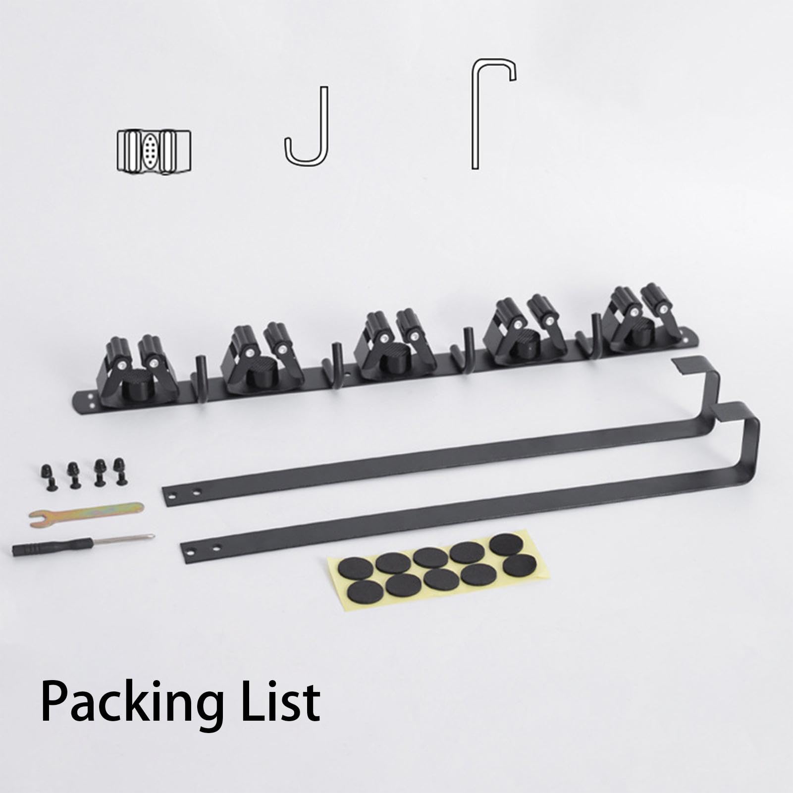 Metal Door Mount Broom Holder - Space Saving Wall Mounted Brush Organizer for Kitchen, Bathroom, Home & Office | No Drill Installation for Easy Storage of Brooms, Mops & Cleaning Tools