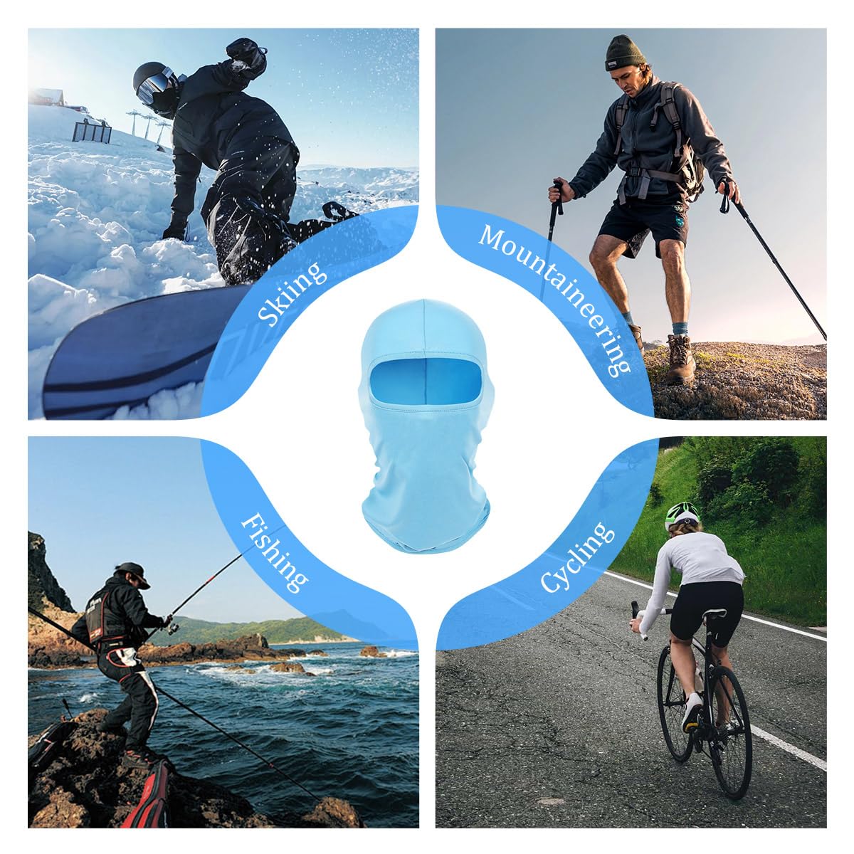 UV Protection Balaclava Ski Mask - Windproof Full Face Cover for Men & Women, Breathable & Lightweight Motorcycle Accessory (Light Blue) - Ideal for Skiing, Snowboarding, Motorcycling & Outdoor Winter Sports