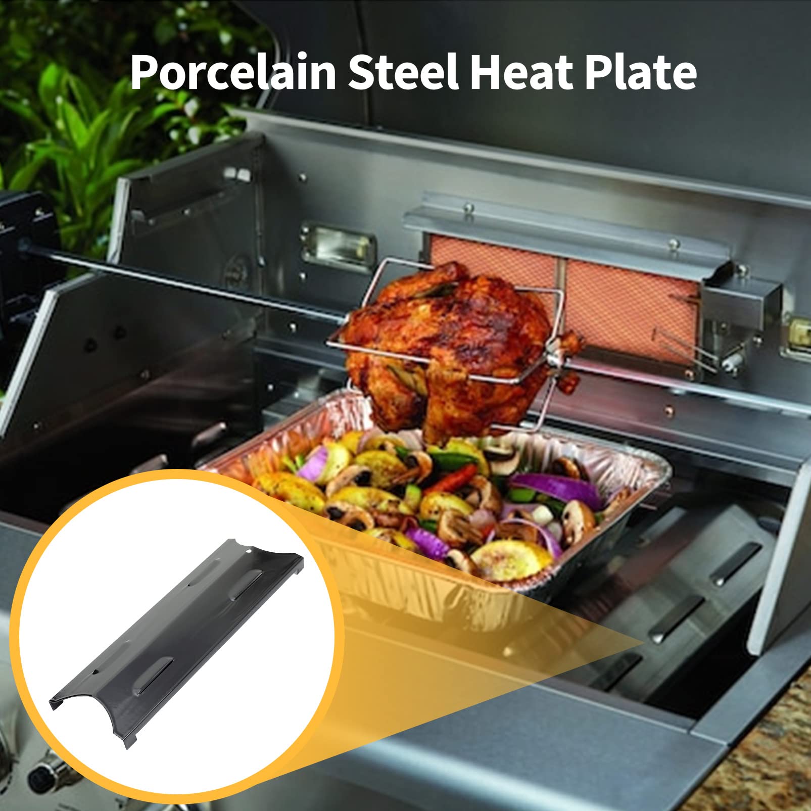 SUONA Grill Replacement Parts for Master Forge BG179A BG1793B-A - Porcelain Coated Steel Heat Plates & Cast Iron Burners - Compatible with Gas Grills - Perfect for Outdoor BBQ, Backyard Cooking, and Camping