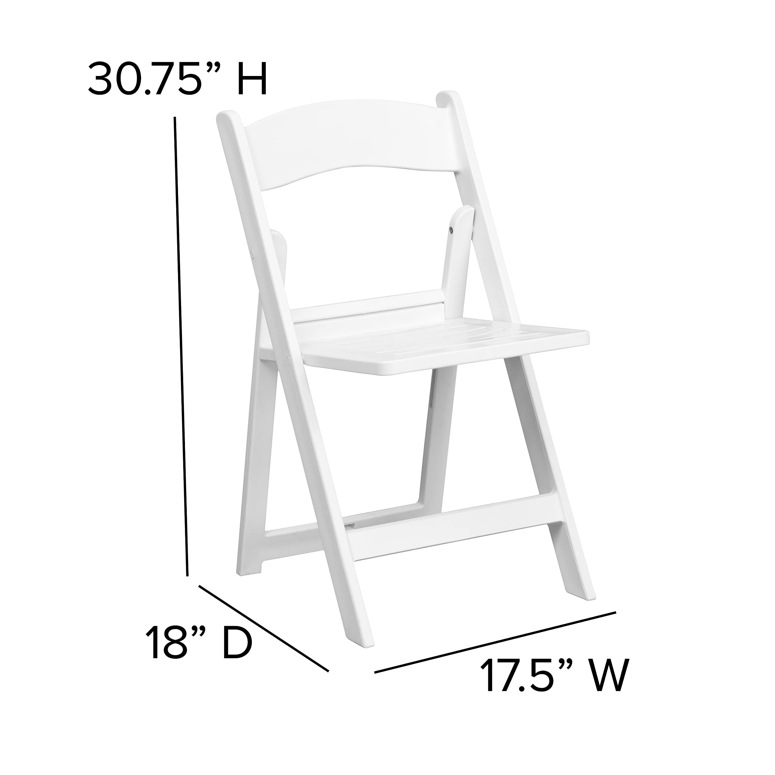 Flash Furniture 2-Pack HERCULES Series 800 lb Capacity White Resin Folding Chairs with Slatted Seat - Heavy Duty Outdoor & Indoor Chairs for Events, Parties, Weddings, and Camping