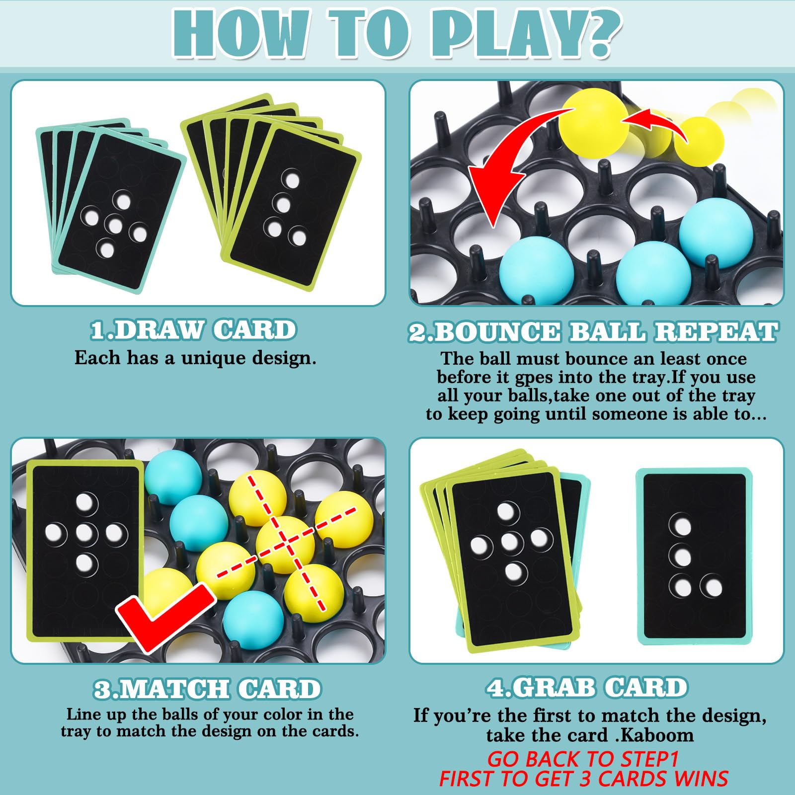 LANBOUY Bounce Ball Battle Game - Fun Tabletop Party Game for Adults & Kids - Family Board Game with Jumping Balls - Exciting Indoor Party Activity for Game Nights, Family Gatherings & Office Fun