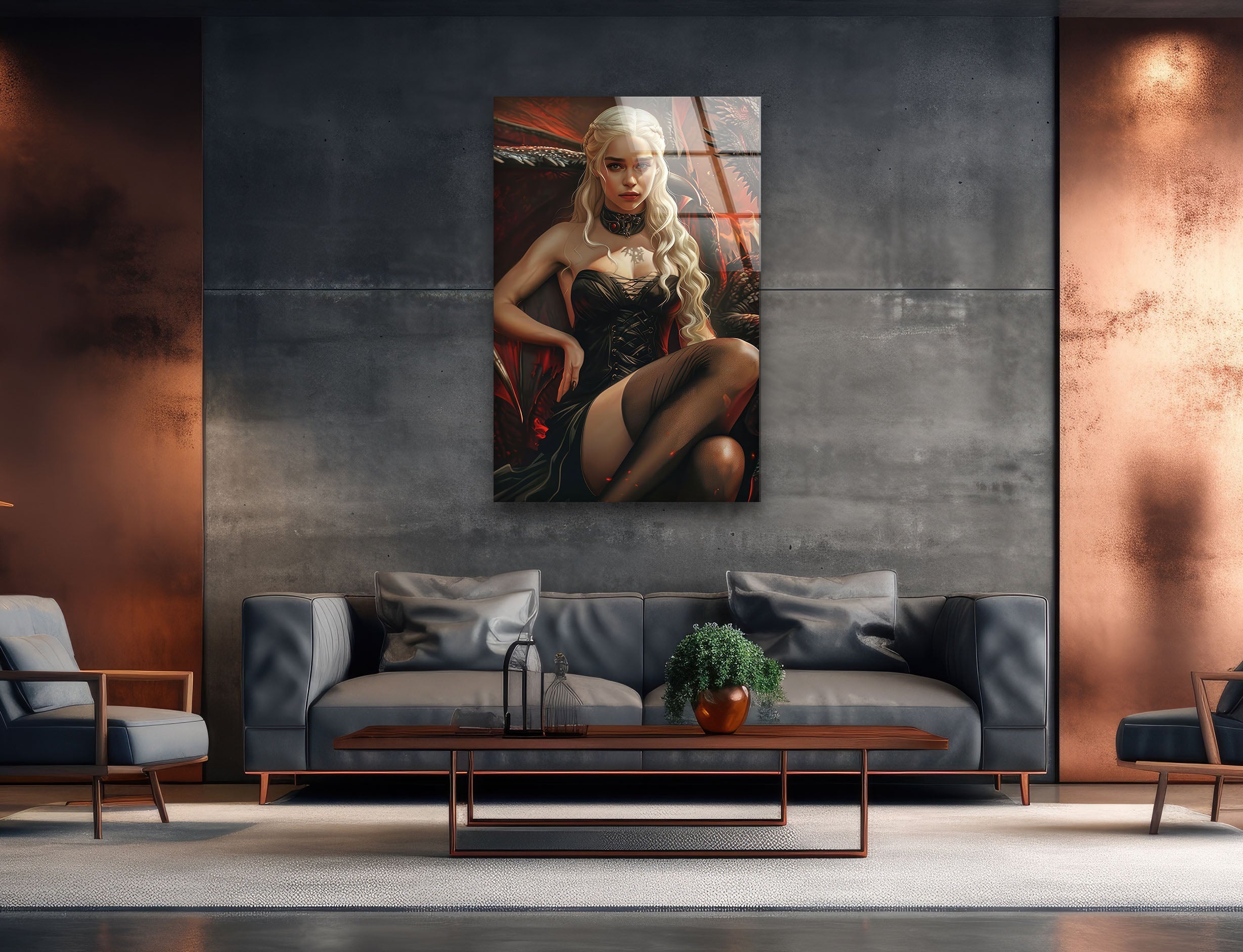 Daenerys Targaryen Glass Wall Art - Handmade Dragon Queen Decor for Game of Thrones Fans - Perfect for Living Room, Bedroom, or Office Decor