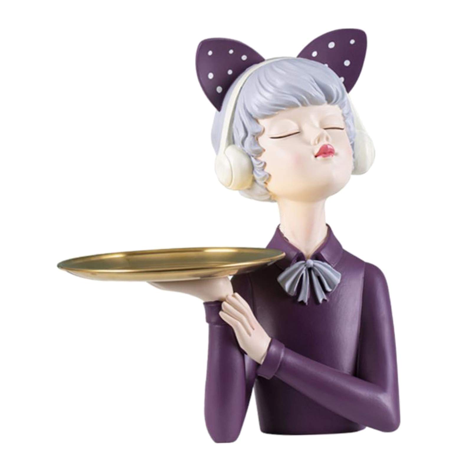 Beautiful Girl Statue Sculpture - Lila Figurine Resin Craft for Home Decor, Tabletop Display, and Gift Giving | Elegant Tray Decor for Living Room, Bedroom & Office