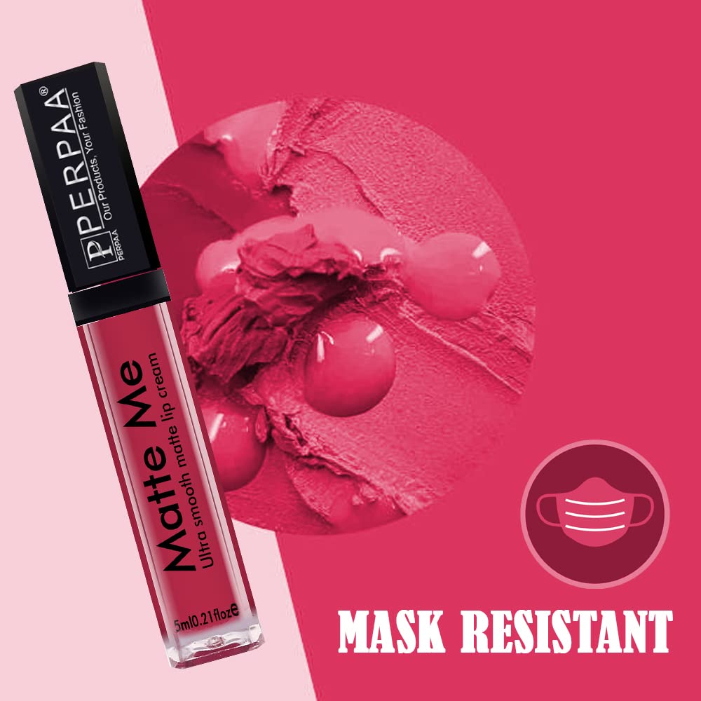 PERPAA® Matte Me Ultimate Long Lasting Liquid Lipstick - 3 Bright Matte Colors with Vitamin E, Smudgeproof & Waterproof Formula (Rich Plum, Peach Nude, Reddish Pink) 5ml Each - Perfect for Parties, Weddings & Everyday Wear