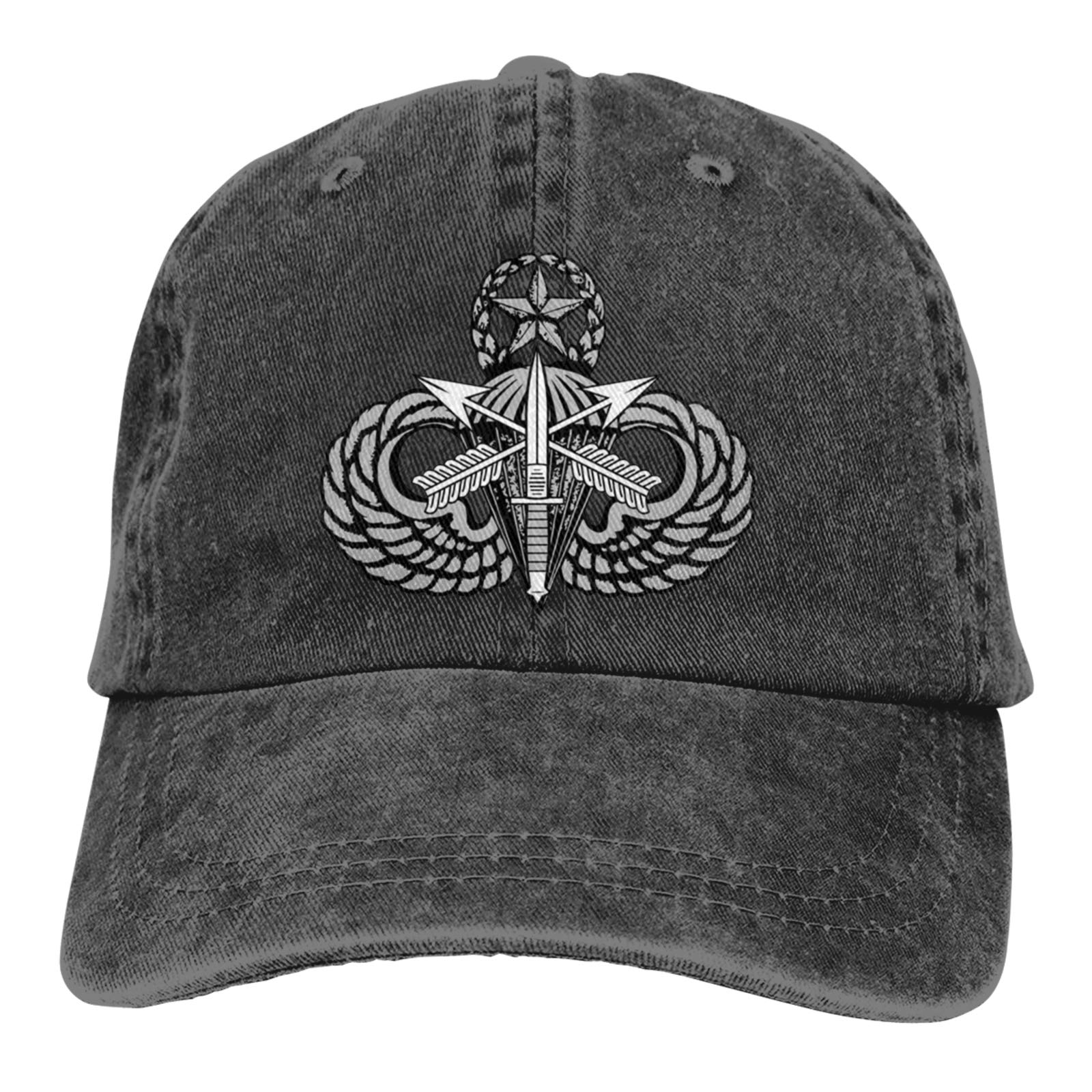 Special Forces Prototype Master Parachutist Badge Cowboy Hat - Vintage Denim Dad Jeans & Baseball Caps - Adjustable Plain Fit Hats for Military Enthusiasts, Outdoor Adventures & Casual Wear
