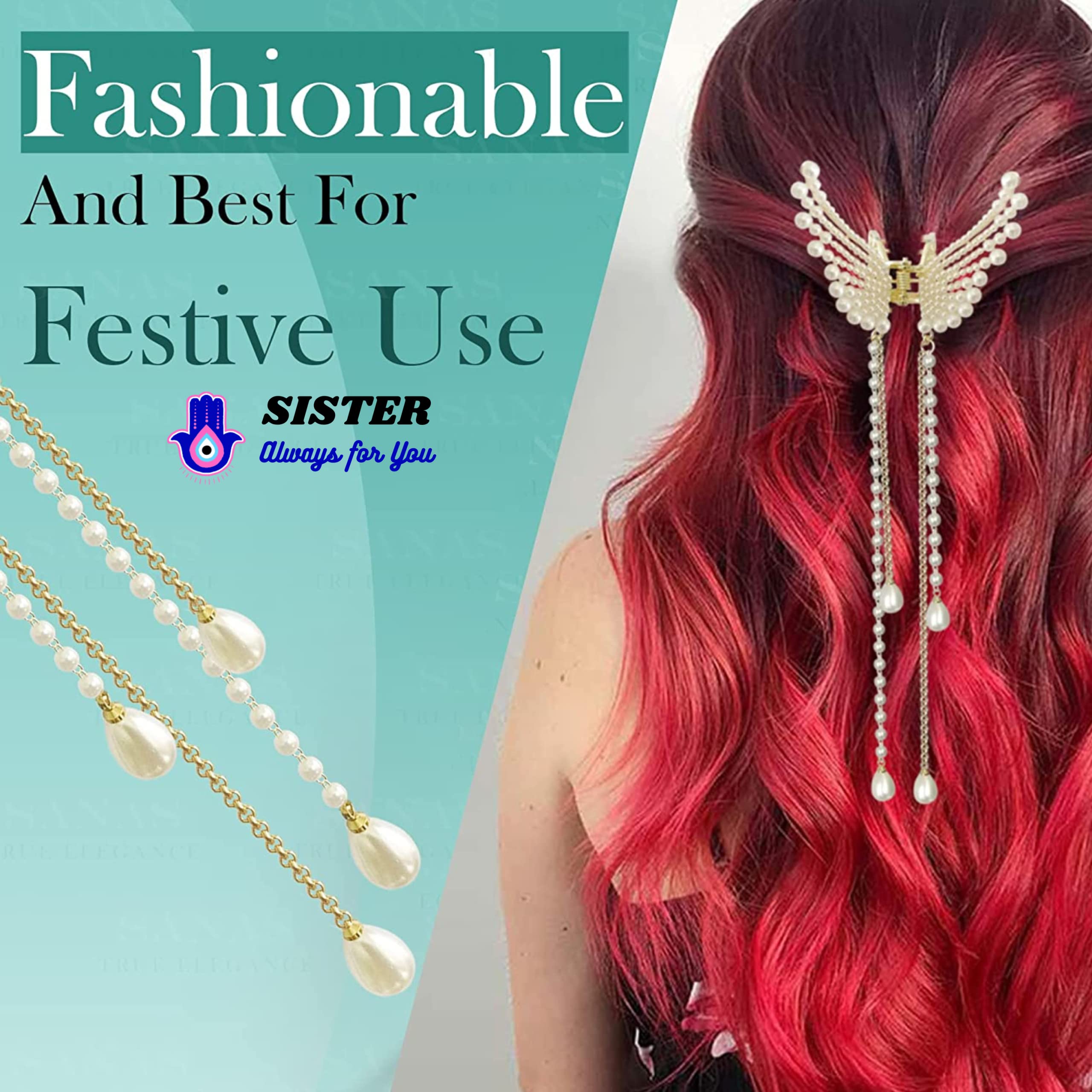Elegant Pearl Hair Clips for Women - Vintage Butterfly Metal Hair Clutch with Stone Accents, Perfect for Weddings, Parties & Everyday Styling
