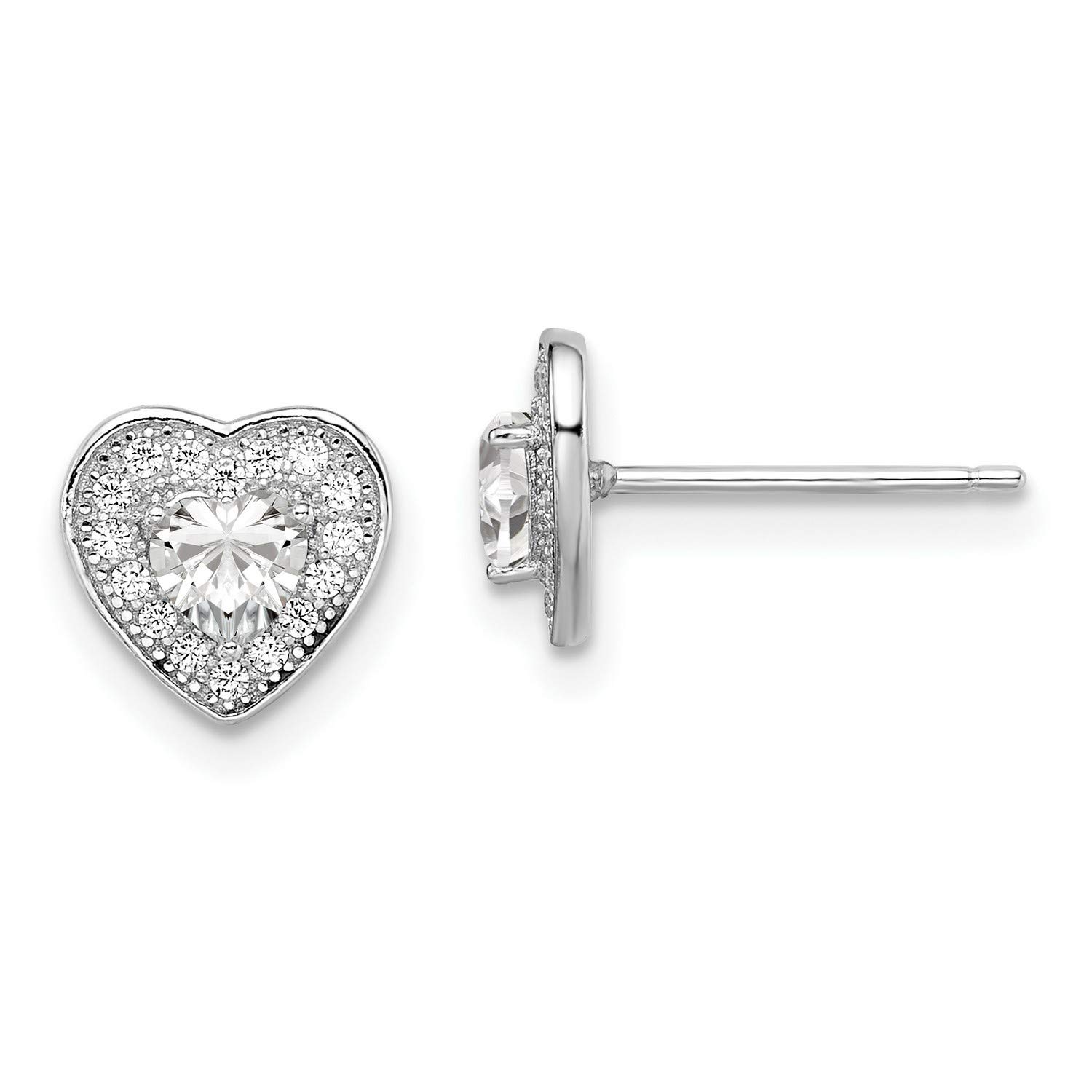 8x8mm Sterling Silver CZ Brilliant Embers Heart Stud Earrings for Women - Perfect for Valentine's Day, Anniversary Gifts & Everyday Elegance