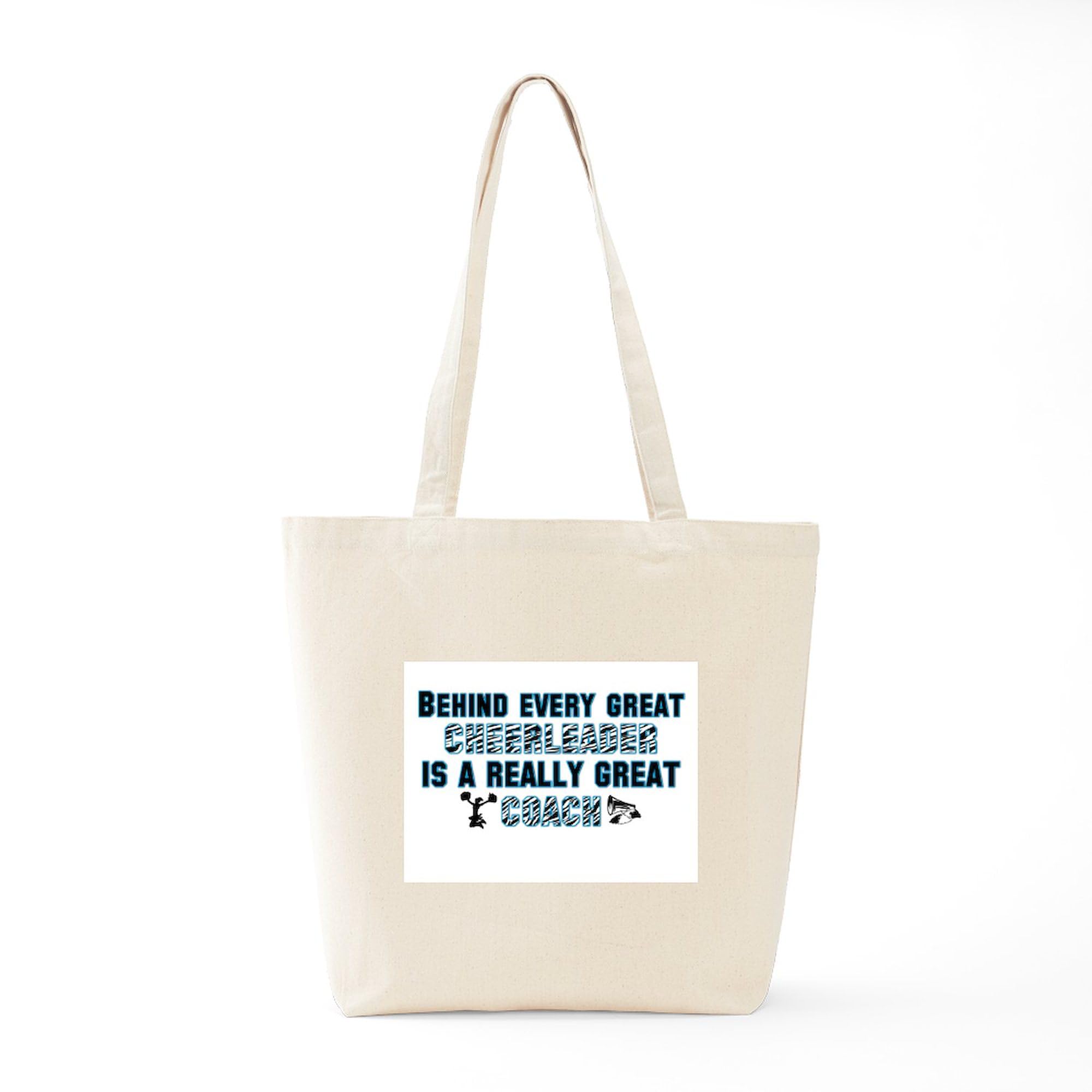 Great Cheer Coach Blue Zebra Print Tote Bag - Natural Canvas Reusable Shopping Bag for Groceries, Beach, Work & Travel