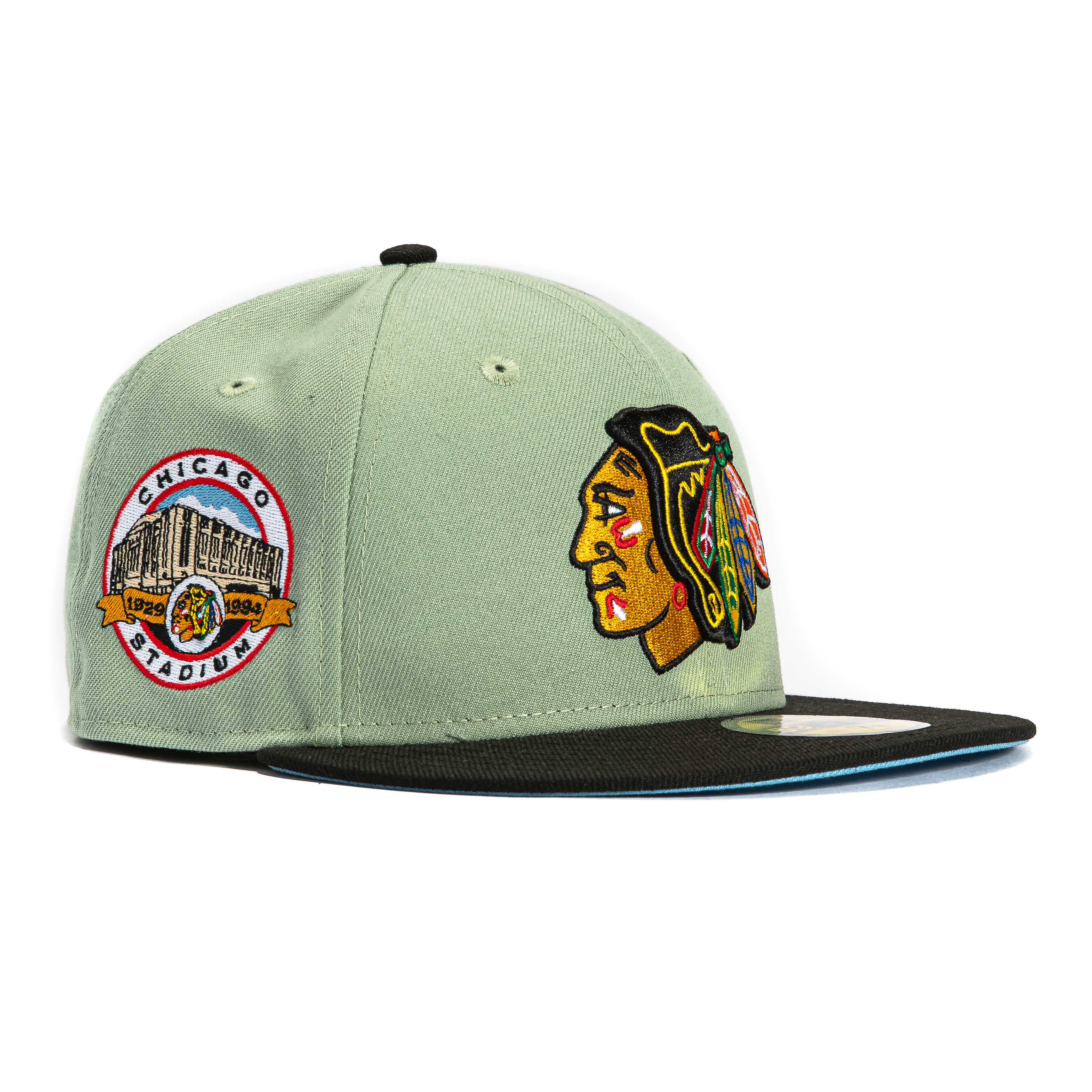 New Era 59Fifty Chicago Blackhawks Stadium Patch Snapback Hat - Everest Green & Black - Official NHL Licensed Baseball Cap for Men & Women - Perfect for Games, Streetwear & Sports Fan Collections