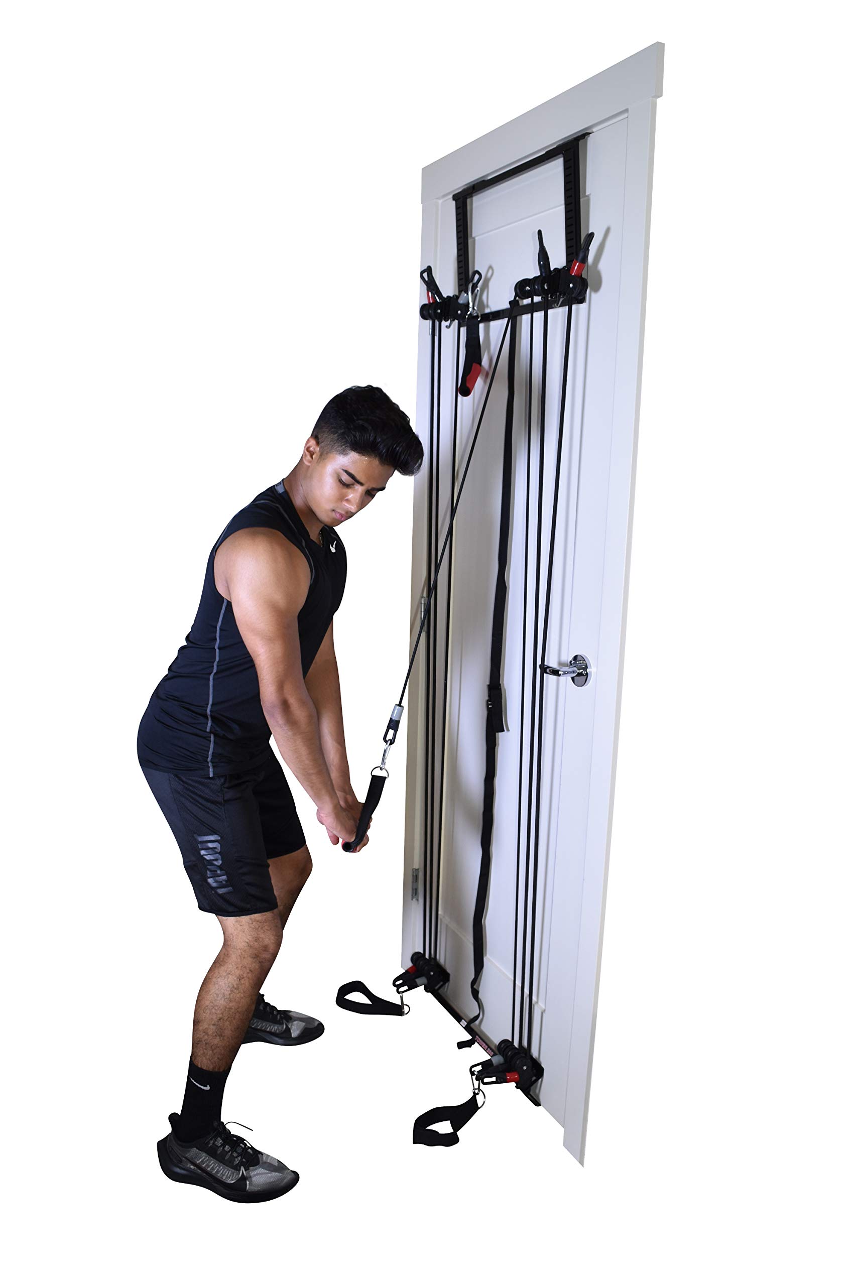 Complete Door Gym Full Body Workout System - Heavy Duty Home Fitness Equipment with Resistance Bands, Straight Bar, Hand Grips & Ankle Straps - Perfect for Strength Training, Pull Ups & Home Exercises (Includes DVD & Chart) - Ideal for Small Spaces, Apartments & Travel Workouts