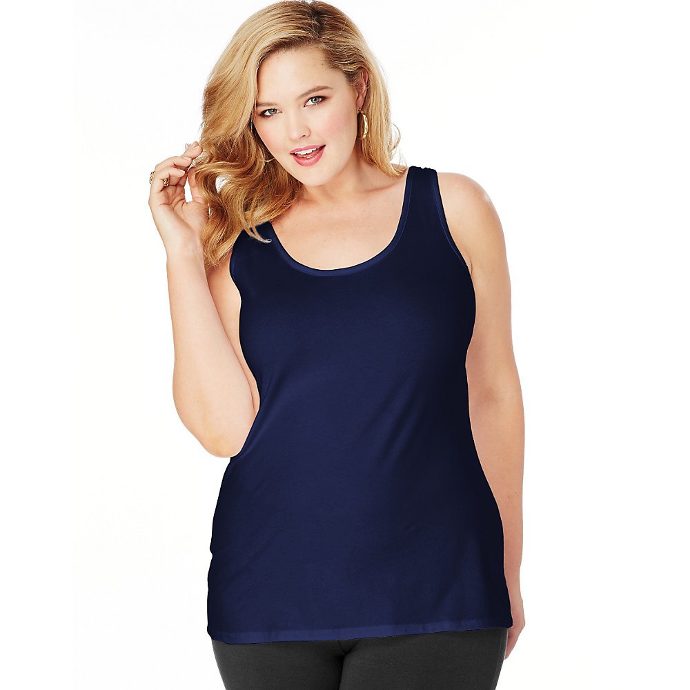 JUST MY SIZE Women's Plus Size Stretch Jersey Cami - Comfortable & Flattering Tank Top for Curvy Women | Perfect for Layering, Casual Wear & Summer Outfits