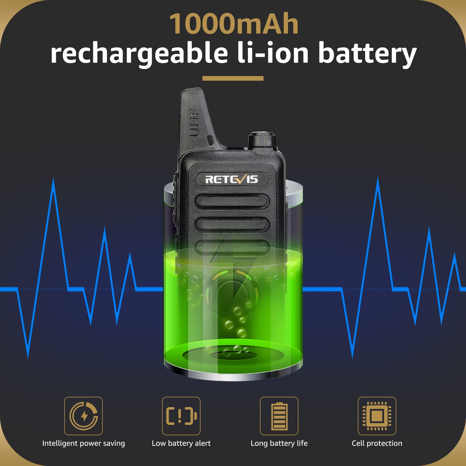 Retevis RT22S Rechargeable Long Range Walkie Talkies - 2 Way Radios with Earpiece & Mic Set, LCD Channel Display, Signal Prompt, Handsfree Portable Two-Way Radio (6 Pack) & 6-Port Multi Charger - Perfect for Construction Sites, Warehouse Operations, Outdoor Adventures and Event Coordination