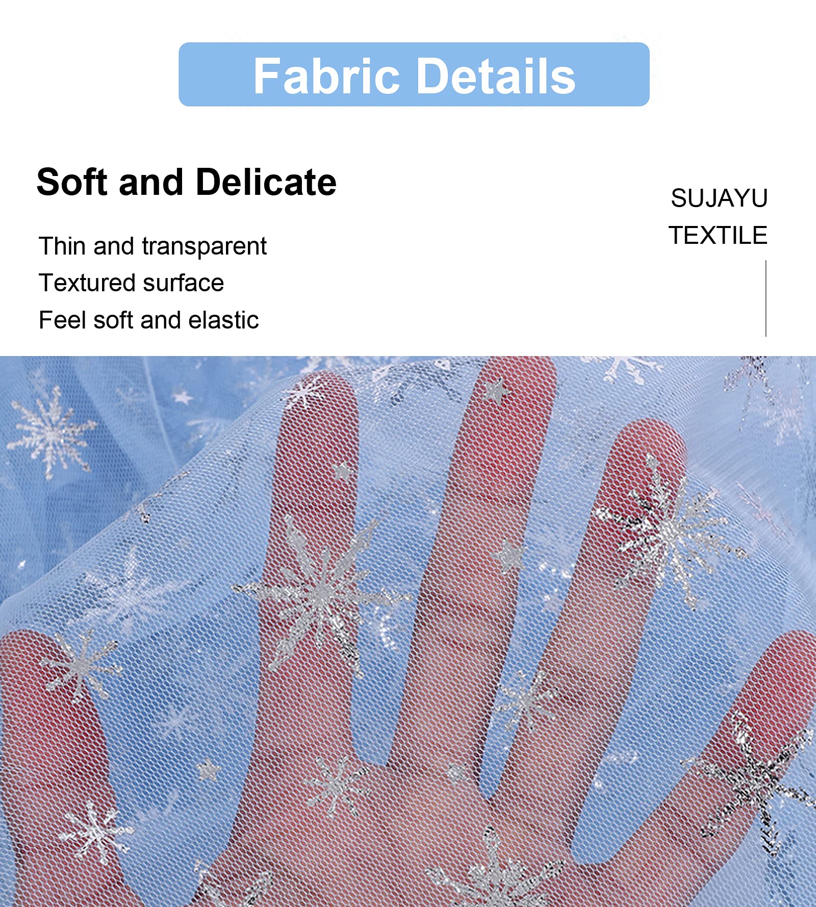 Snowflake Silver Foil Organza Sheer Fabric - 59