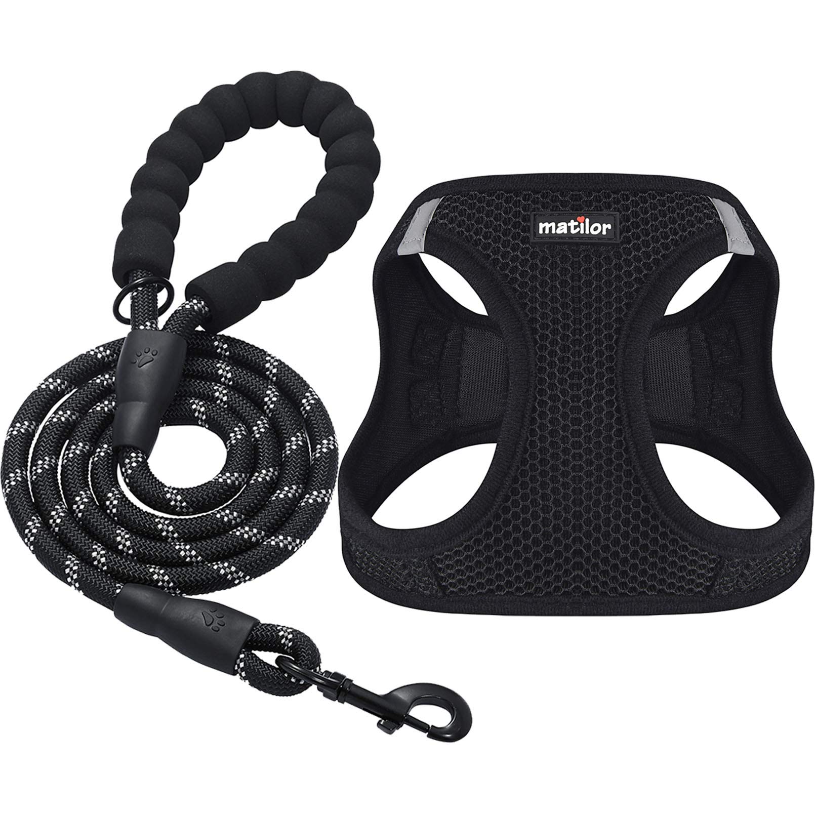 Step-in Breathable Dog Harness for Small & Medium Dogs - Lightweight Puppy Cat Vest Harness in Black | Perfect for Walking, Training & Outdoor Adventures