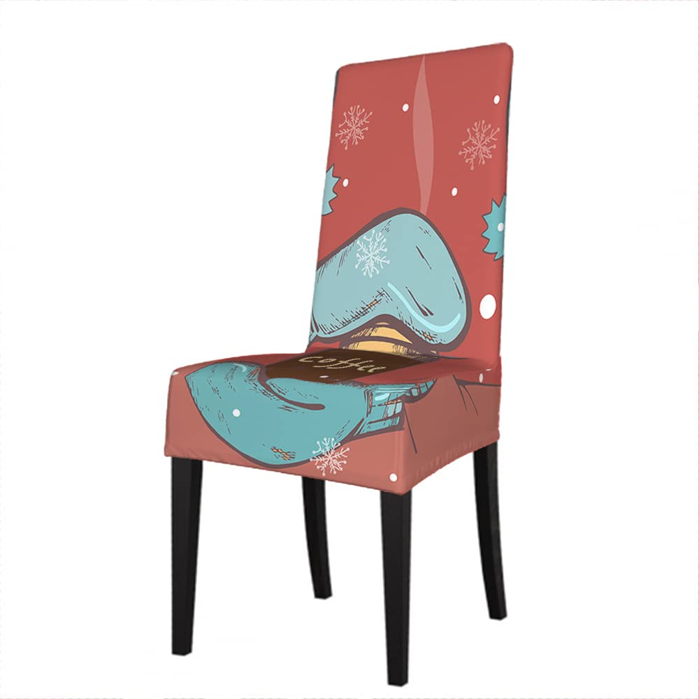 EKOBLA Christmas Dining Chair Covers - Red Stretchable Washable Slipcovers for Winter & New Year Decor | Festive Holiday Dining Room Protection | Perfect for Christmas Parties & Family Gatherings