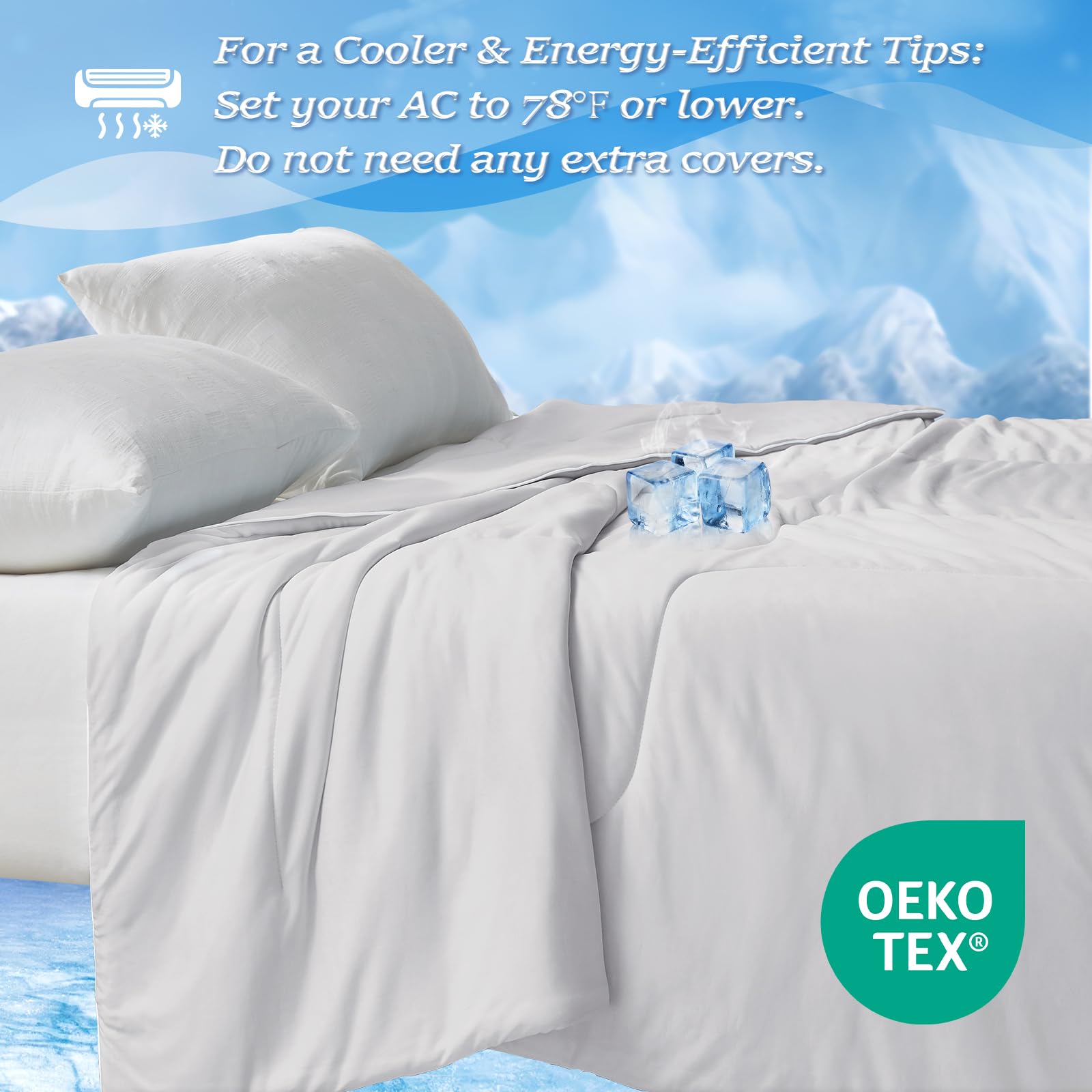 HARBOREST Queen Size Cooling Comforter - Q-Max>0.45 Double-Sided Silky Cooling Blanket for Hot Sleepers & Night Sweats, Breathable Summer Bedding, Light Grey (90