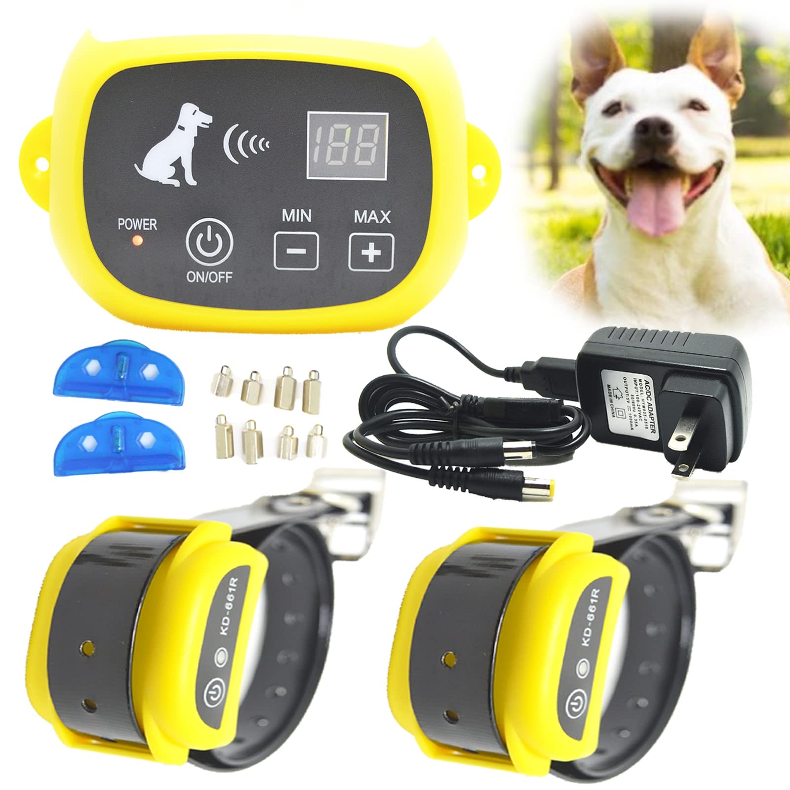Wireless Electric Dog Fence System - Adjustable 1640ft Pet Boundary Containment with Training Collar Receiver | IP67 Waterproof & Rechargeable | Safe & Harmless for Dogs | Ideal for 2 Dogs | Perfect for Backyard, Garden & Large Outdoor Spaces