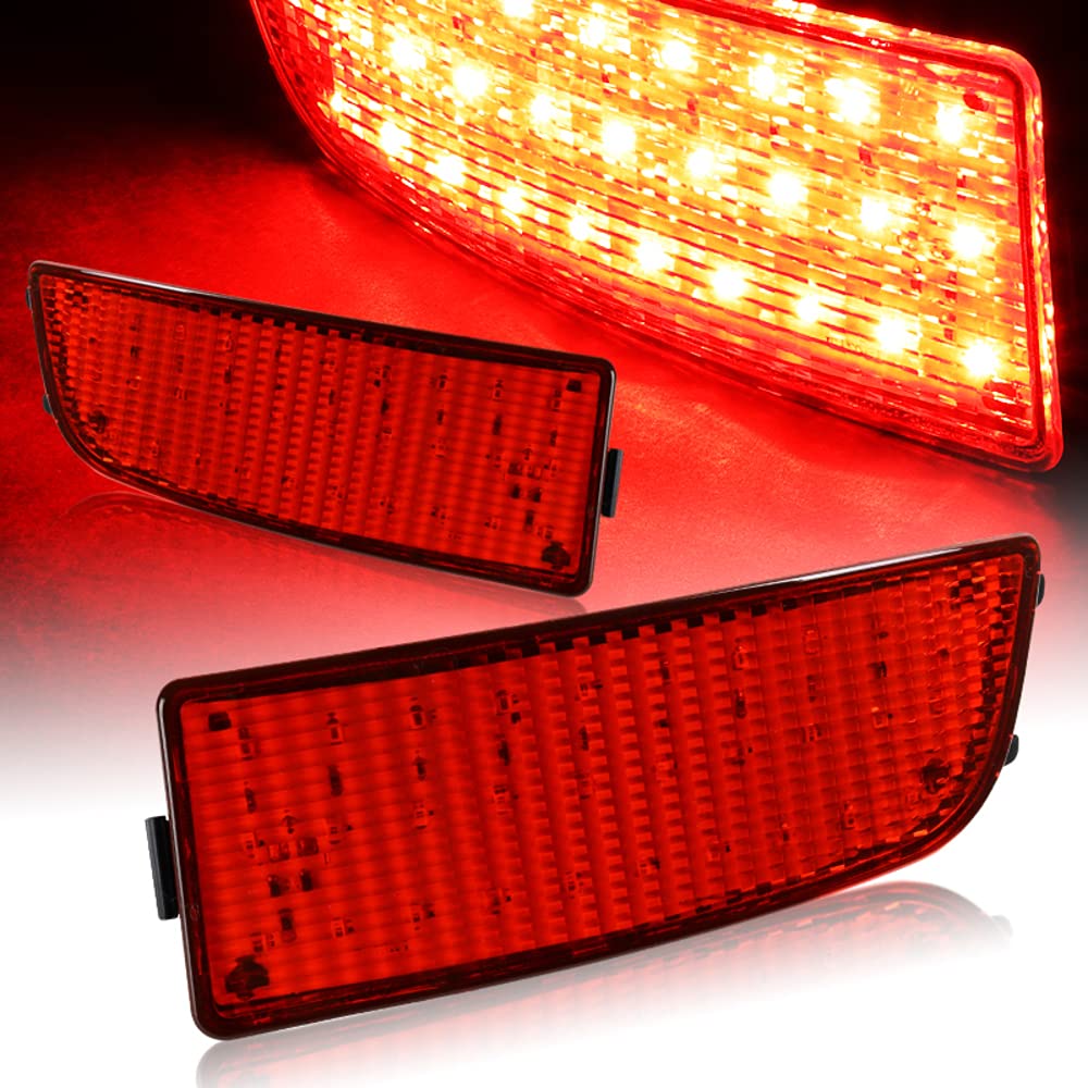 Red LED Rear Bumper Reflector Lights Compatible with 2007-2018 Mercedes-Benz Sprinter, Dodge Sprinter & Freightliner Sprinter - Turn Signal & Brake Stop Lights - Perfect for Enhanced Night Visibility & Safety