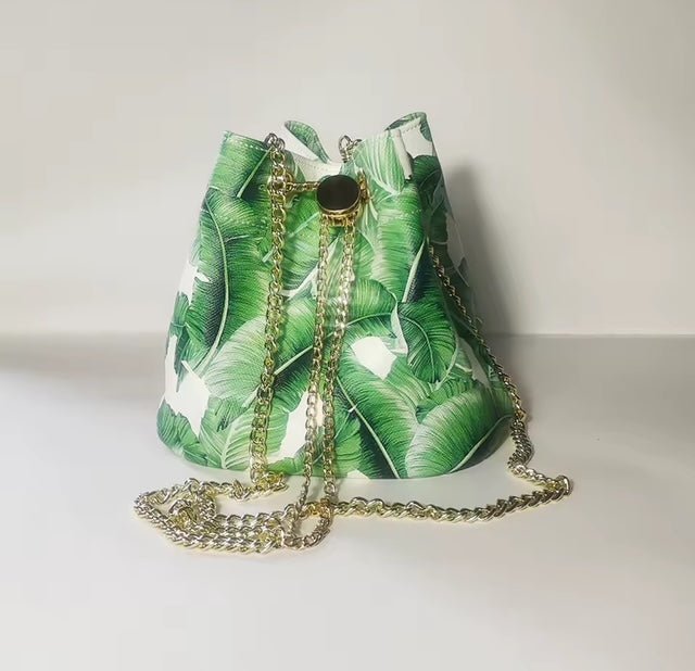 Palm Print Bucket Bag for Women - Trendy Summer Beach Tote - Perfect for Vacation, Shopping & Casual Outings