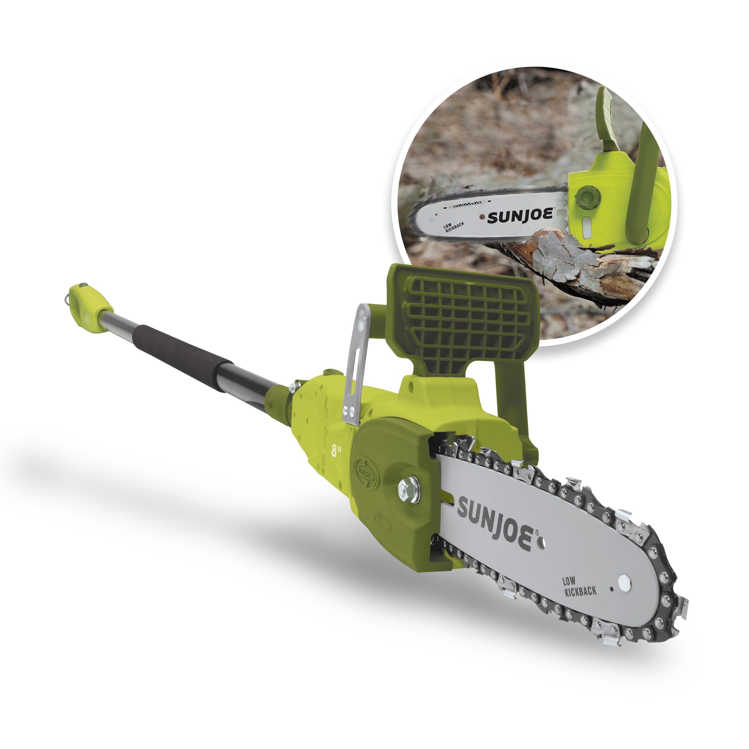 Sun Joe SWJ806E 2-in-1 Electric Convertible Pole Chain Saw - 8 Inch Bar, 8 Amp Motor for Tree Trimming & Pruning | Perfect for Yard Maintenance & Landscaping