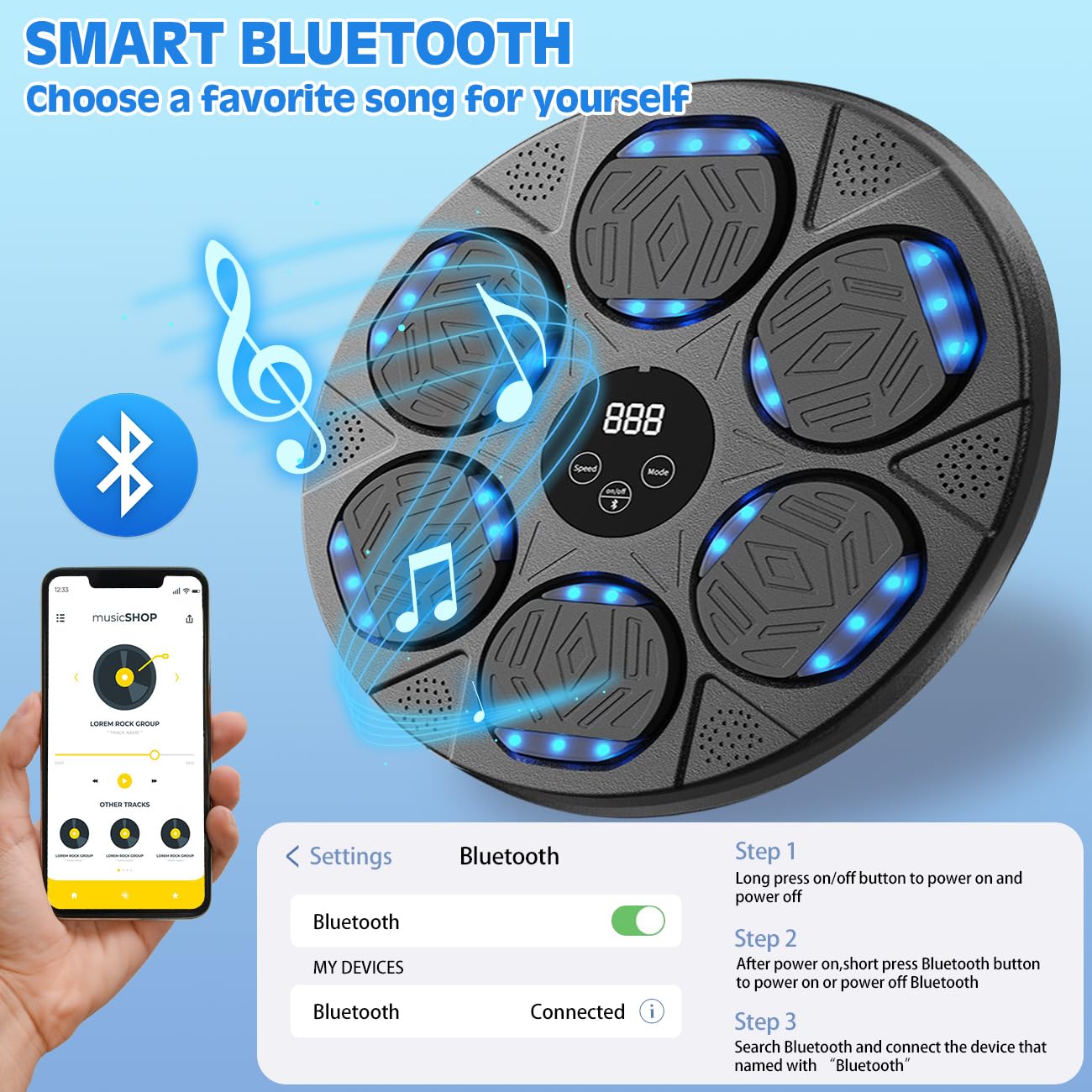 Smart Bluetooth Music Boxing Machine with Gloves - Wall Mounted Boxing Equipment for Home Workouts | Perfect for Fitness Training, Stress Relief & Interactive Exercise