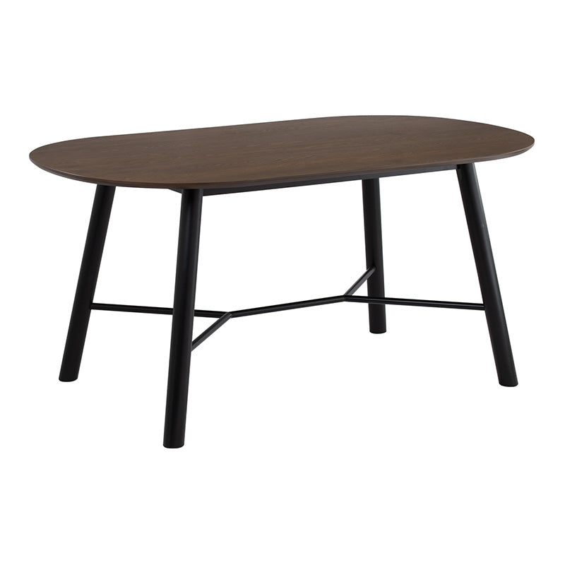 HAROLD 160cm Walnut & Black Dining Table - Modern Wooden Kitchen Table for Small Spaces, Dining Room, and Family Gatherings