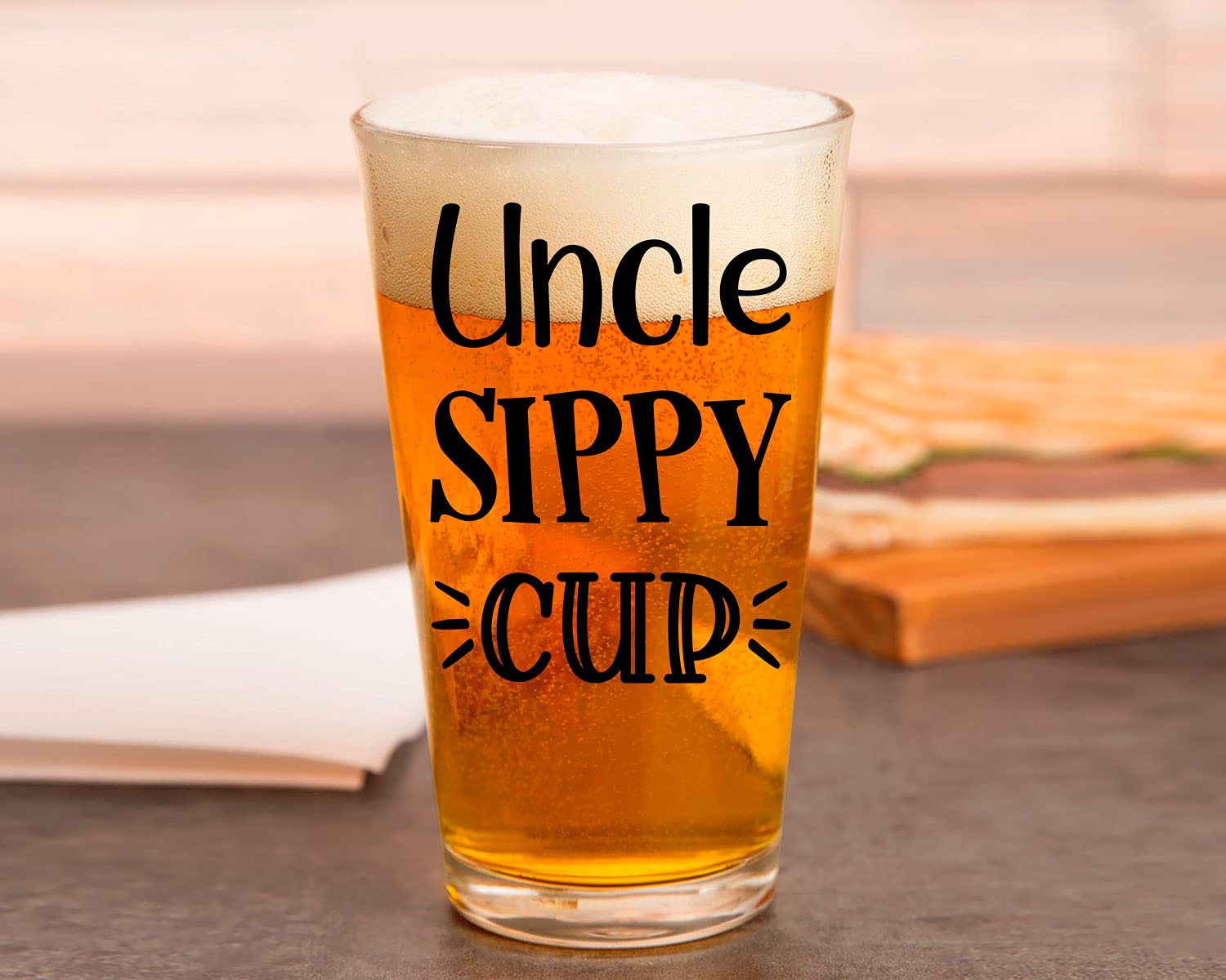 PREZZY Funny Father’s Day Beer Glass - Novelty Uncle’s Sippy Cup & Dad Gifts for Men - Unique Birthday, Christmas & Anniversary Present for Husband, Daddy & New Dads - Perfect for BBQs, Parties & Relaxing at Home