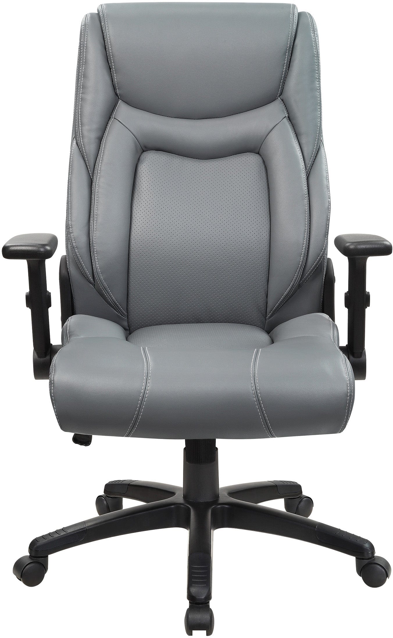 Premium Office Star Exec Bonded Leather Office Chair with Adjustable Height & Flip Arms - Ergonomic Desk Chair for Home & Office - White Stitching & Durable Design [EC93580] - Perfect for Long Work Hours, Gaming & Conference Rooms