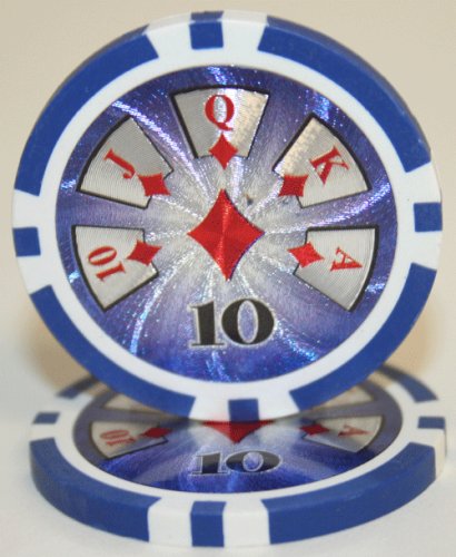 Brybelly 100-Piece $10 Hi Roller 14 Gram Poker Chips with Laser Graphics - Premium Casino Chips for Poker Nights, Home Games, and Casino-Themed Parties