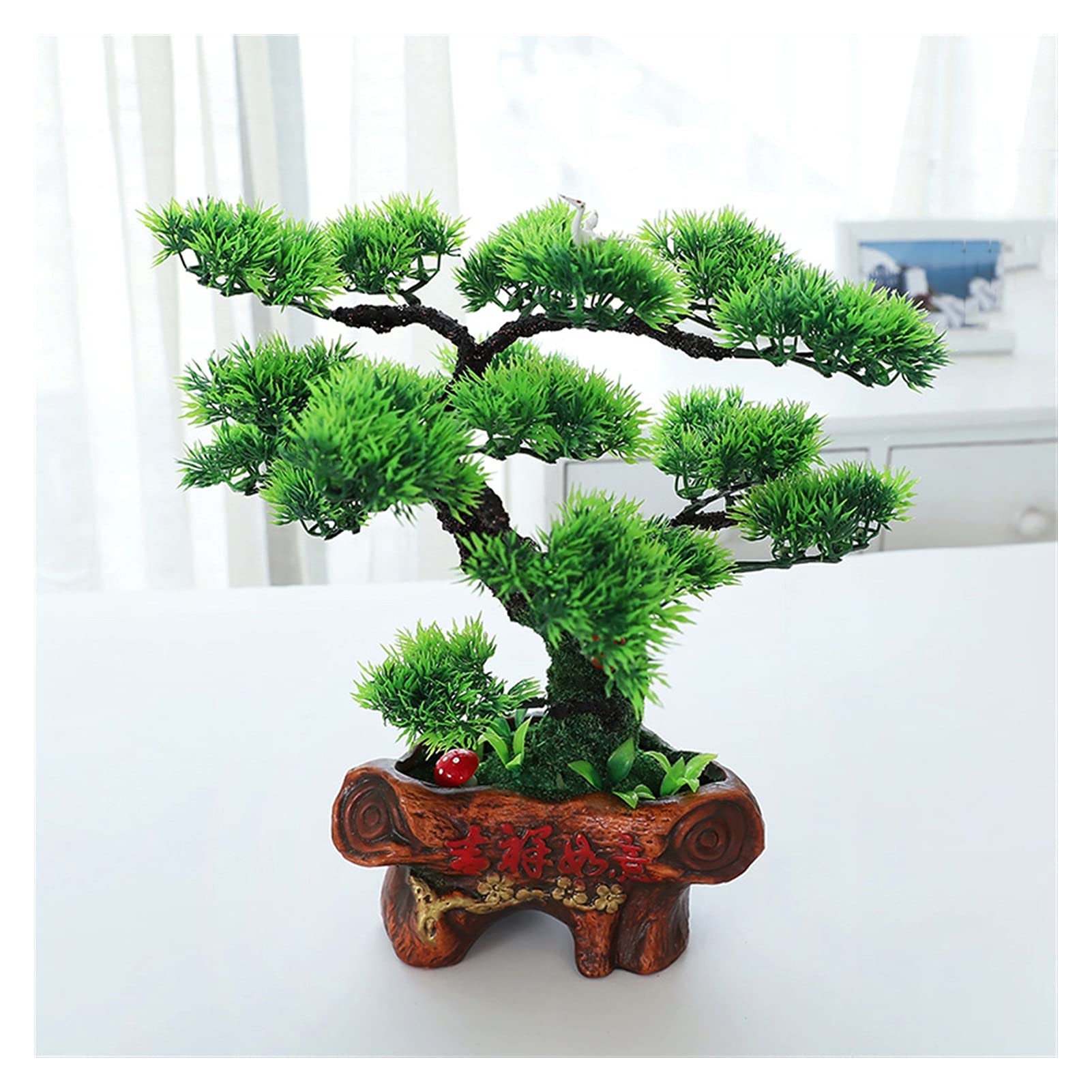 Liushop Artificial Potted Plants - Realistic Welcoming Pine Bonsai Tree for Indoor/Outdoor Decor | Fake Green Plants for Home, Office, Wedding & Garden Decorations | Perfect Gift Idea for Plant Lovers