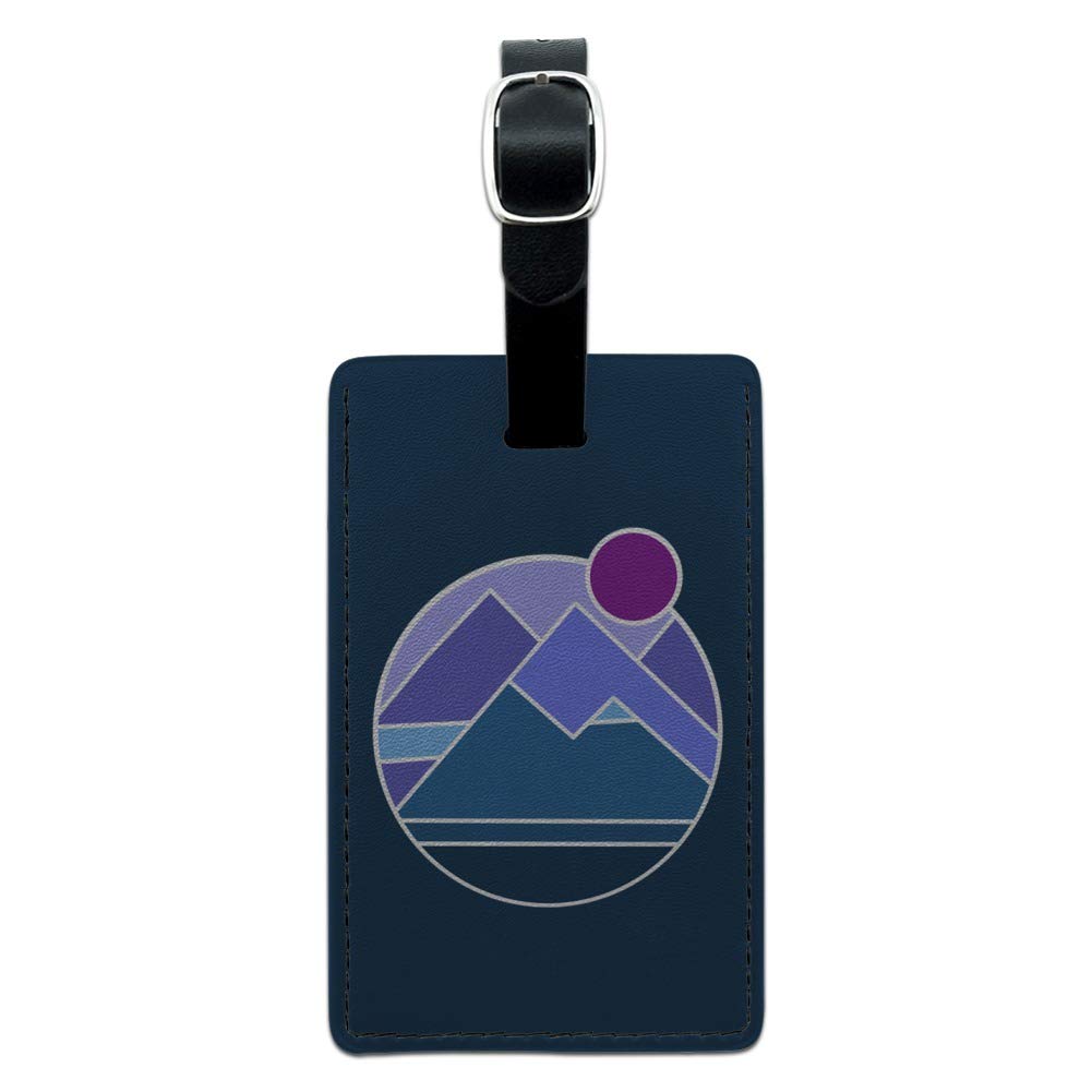 Abstract Geometric Mountainscape Rectangle Leather Luggage Tag - Stylish Carry-On ID Tag for Travel Bags & Suitcases - Perfect for Airports, Business Trips & Vacation Identification