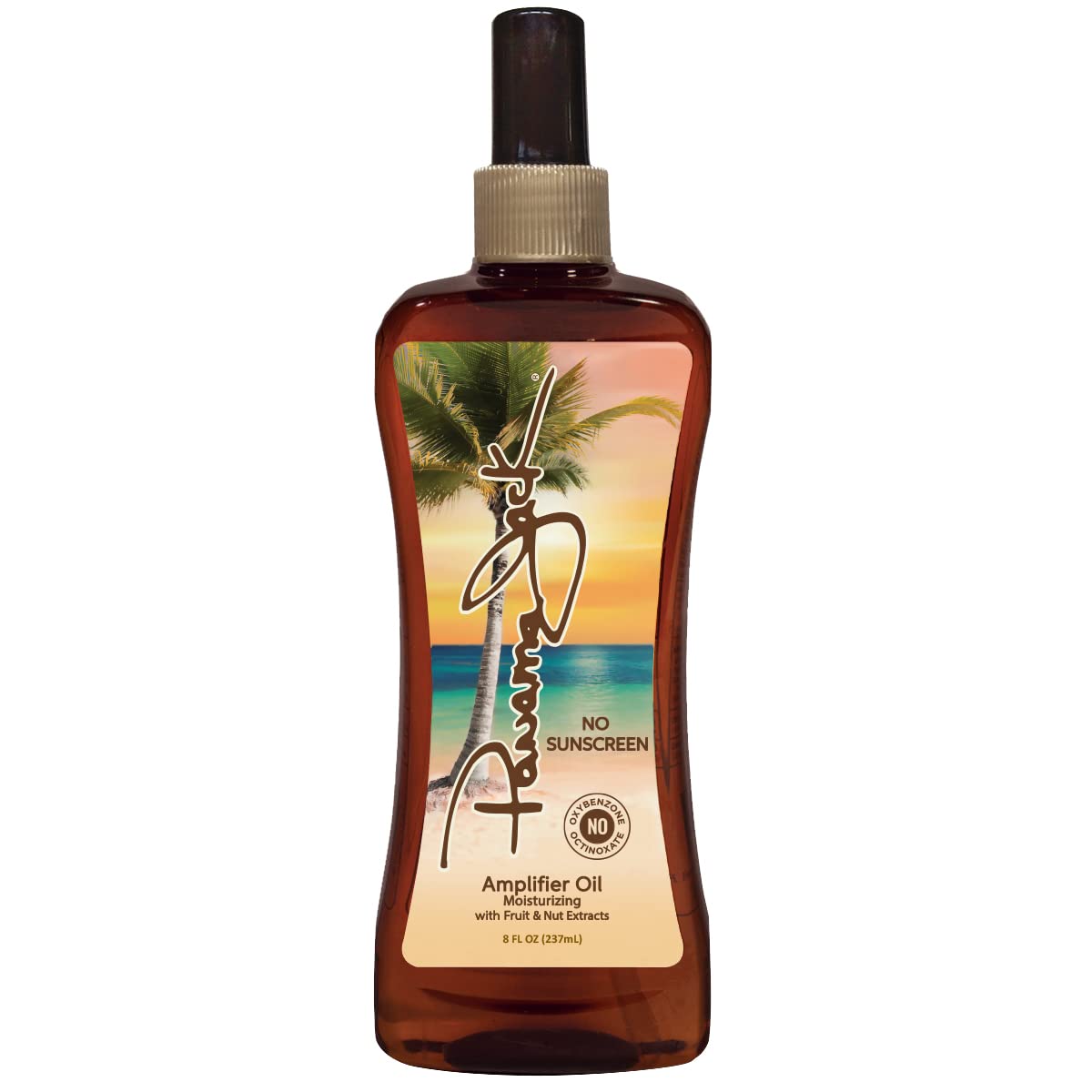 Panama Jack Amplifier Suntan Oil - 0 SPF, Lightweight Formula with Exotic Oils, Fruit & Nut Extracts, Tropical Scent, 8 Fl Oz (12 Pack) | Perfect for Beach, Pool & Summer Tanning