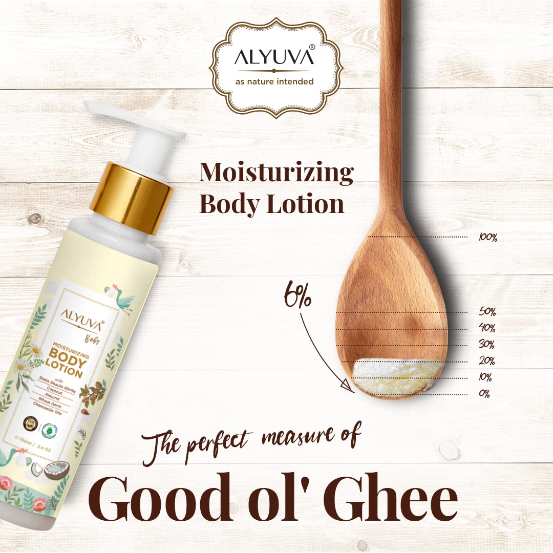 Alyuva Baby Moisturizing Lotion 100ml - Hypoallergenic & Fragrance-Free for Sensitive Skin - Perfect for Daily Baby Care & Newborn Massage