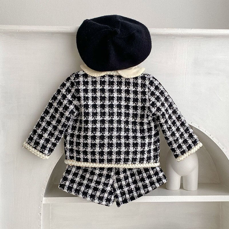 Stylish Geometric Print Baby Girls' Winter Coat - Warm & Fashionable Outerwear for Toddlers - Perfect for Holidays, Outdoor Play & Family Photos