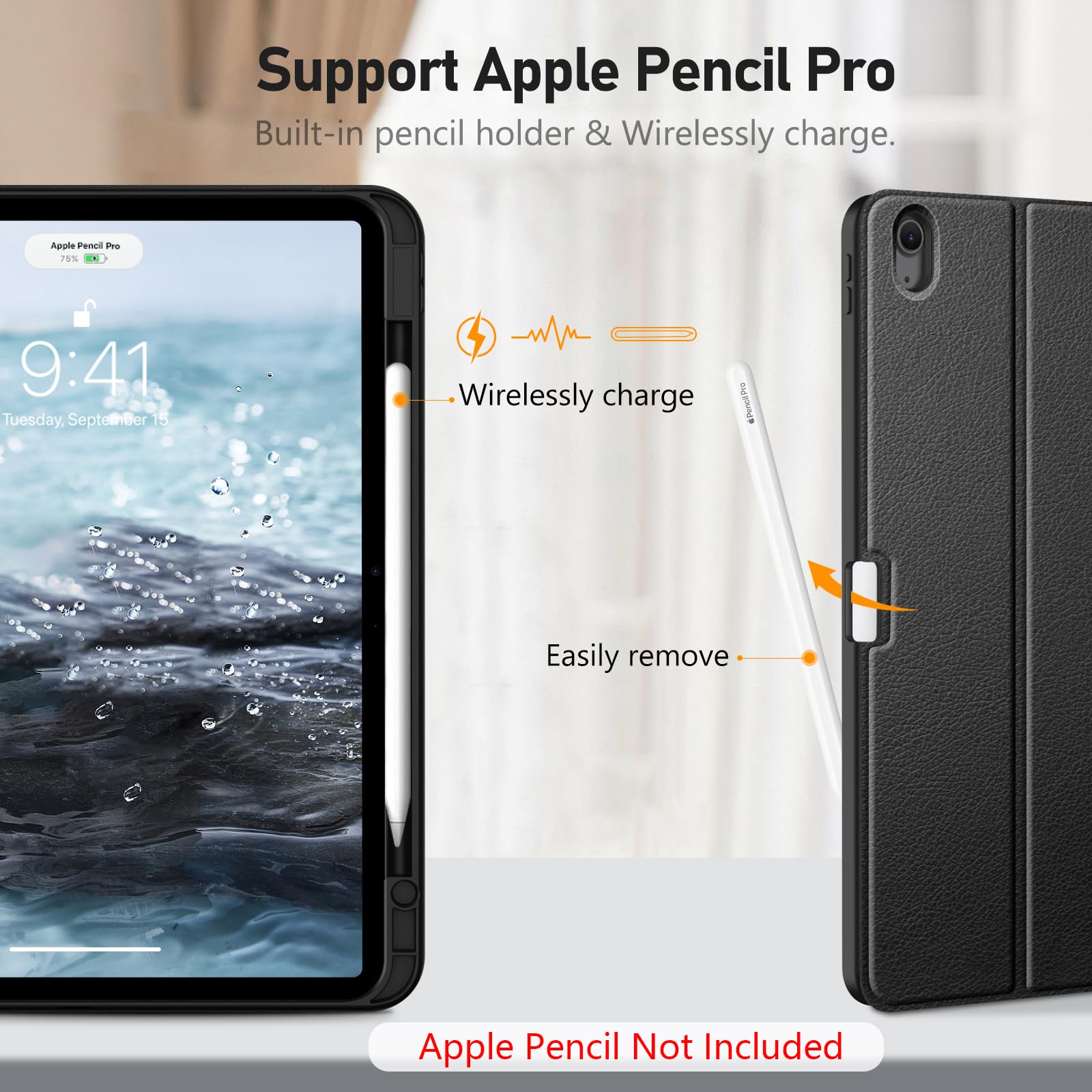 Fintie Bluetooth Keyboard Case for iPad Air 13-inch (M3 2025/M2 2024) - Detachable Backlit Keyboard with Pencil Holder & Soft TPU Protective Cover - Perfect for Work, Study, and Travel (Black)