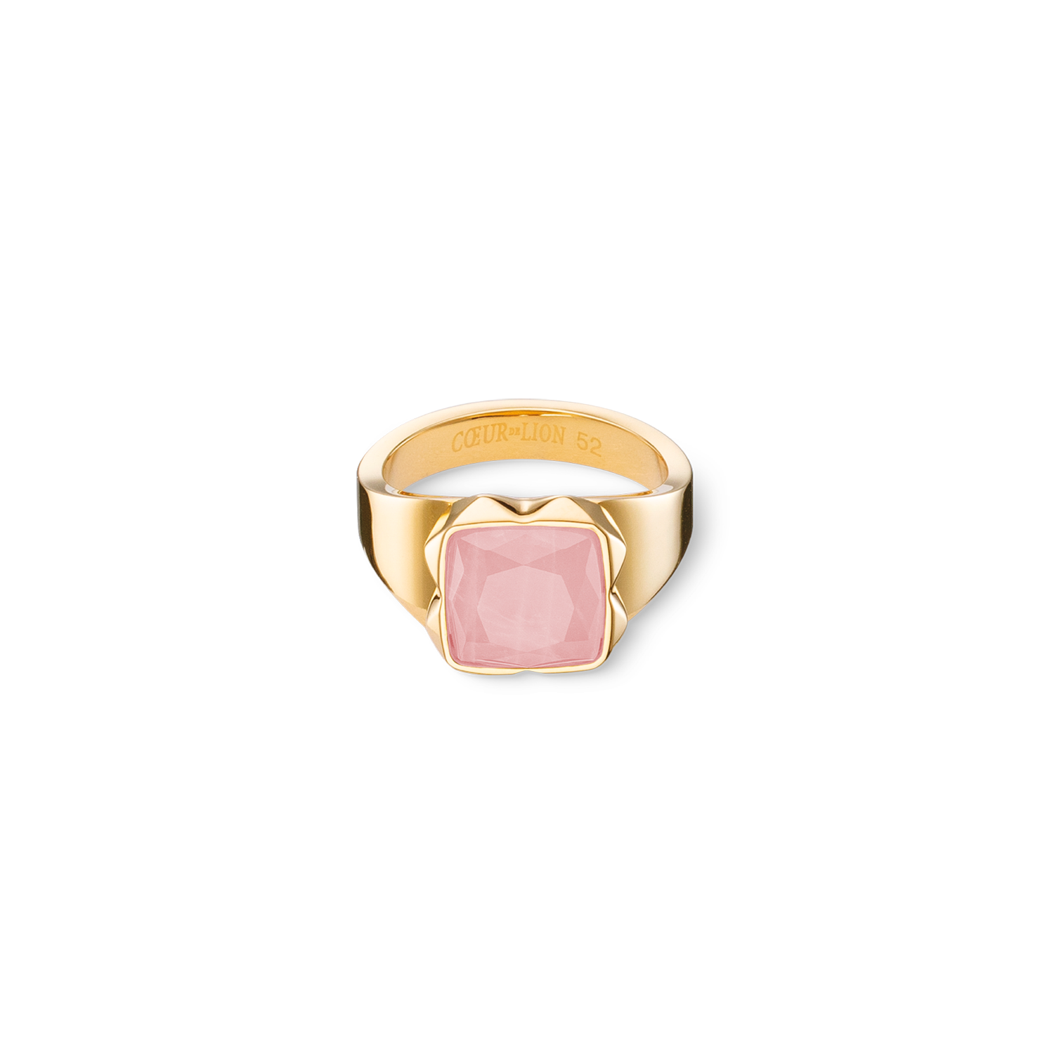 Rose Quartz Square Ring Spikes - Gold Pink Jewelry for Women, Fashion Statement for Parties & Everyday Wear
