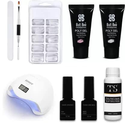 Professional Acrylic Gel Nail Extension Kit with Base & Top Coat - Transparent Nail Art Set for Salon & Home Manicures | DIY Nail Enhancements & Long-Lasting Wear