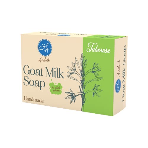 Aadvik Goat Milk Soap with Tuberose Fragrance - 100g Natural Handmade Soap for Sensitive Skin | Moisturizing & Gentle Cleansing | Perfect for Daily Use, Gifts & Spa Days