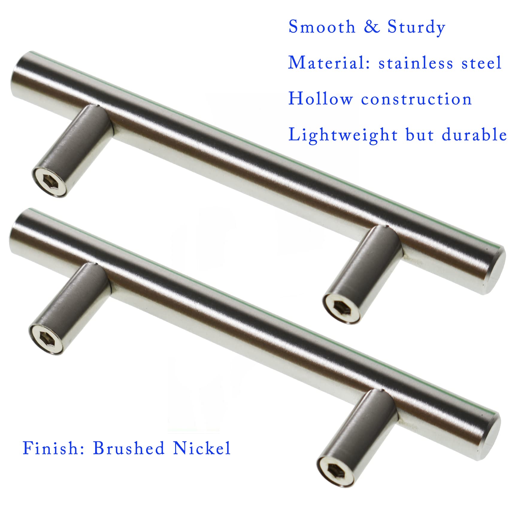 50 Pack 5 Inch Brushed Nickel Cabinet Pulls - Stainless Steel Kitchen Cabinet Handles & Drawer Pulls for Bedroom, Bathroom, Wardrobe (3 Hole Center) - Modern Hardware Upgrade for Home Renovation & DIY Projects